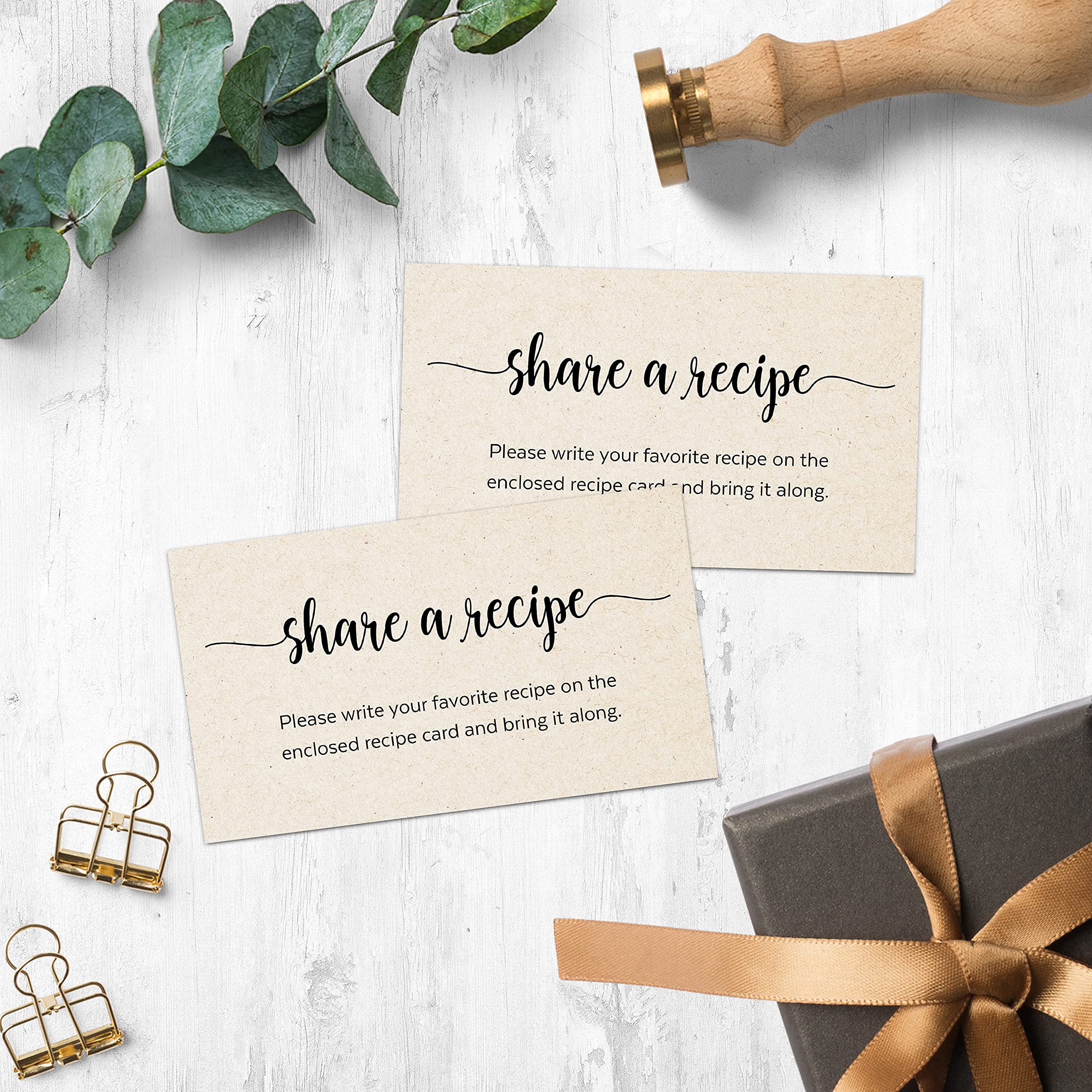 321Done Recipe Request Insert Card (Set Of 50) 3.5X2 Rustic Kraft - Small Share A Recipe Card For Bridal Shower, Invitation Inse
