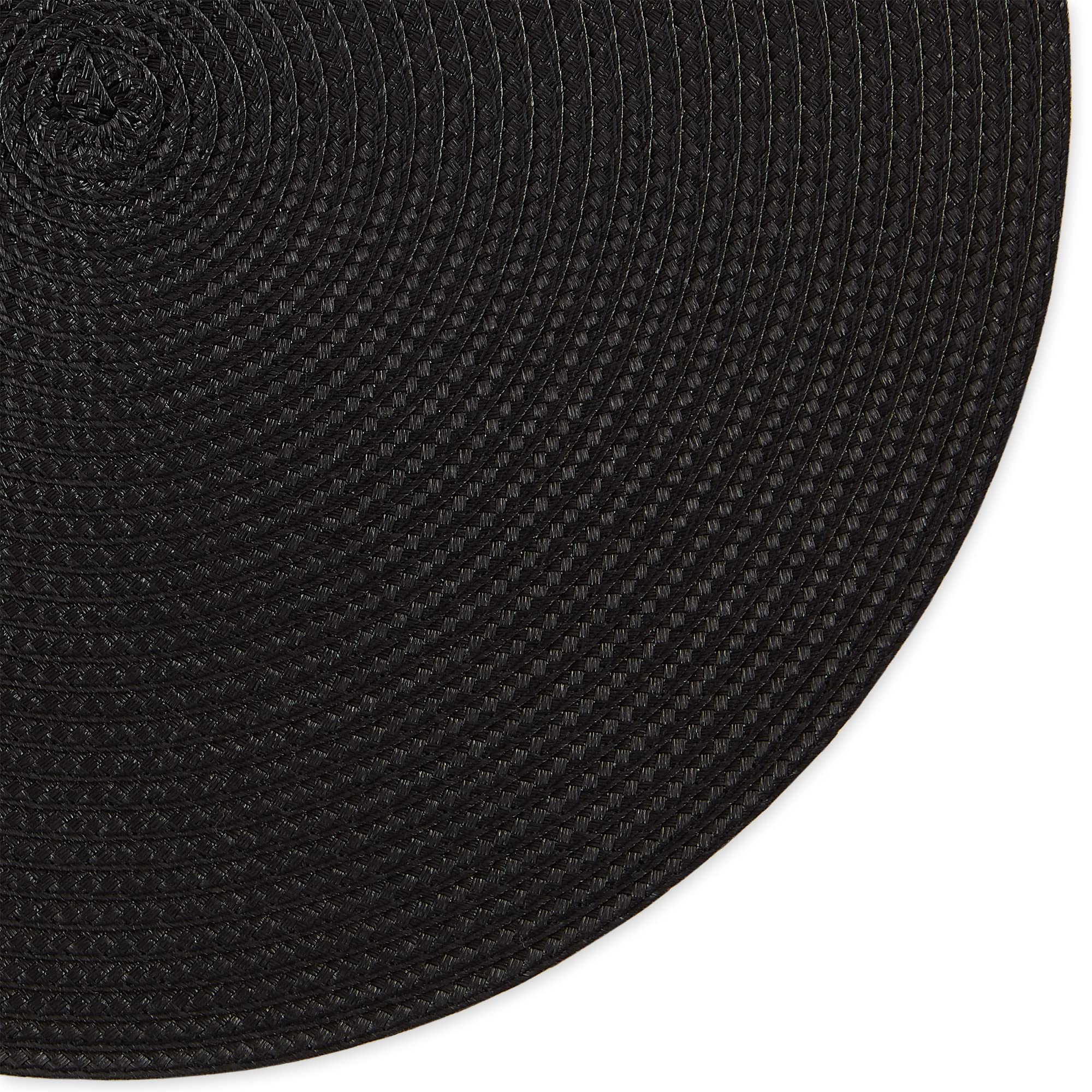 DII Black Round Polypropylene Woven Placemat (Set of 6)