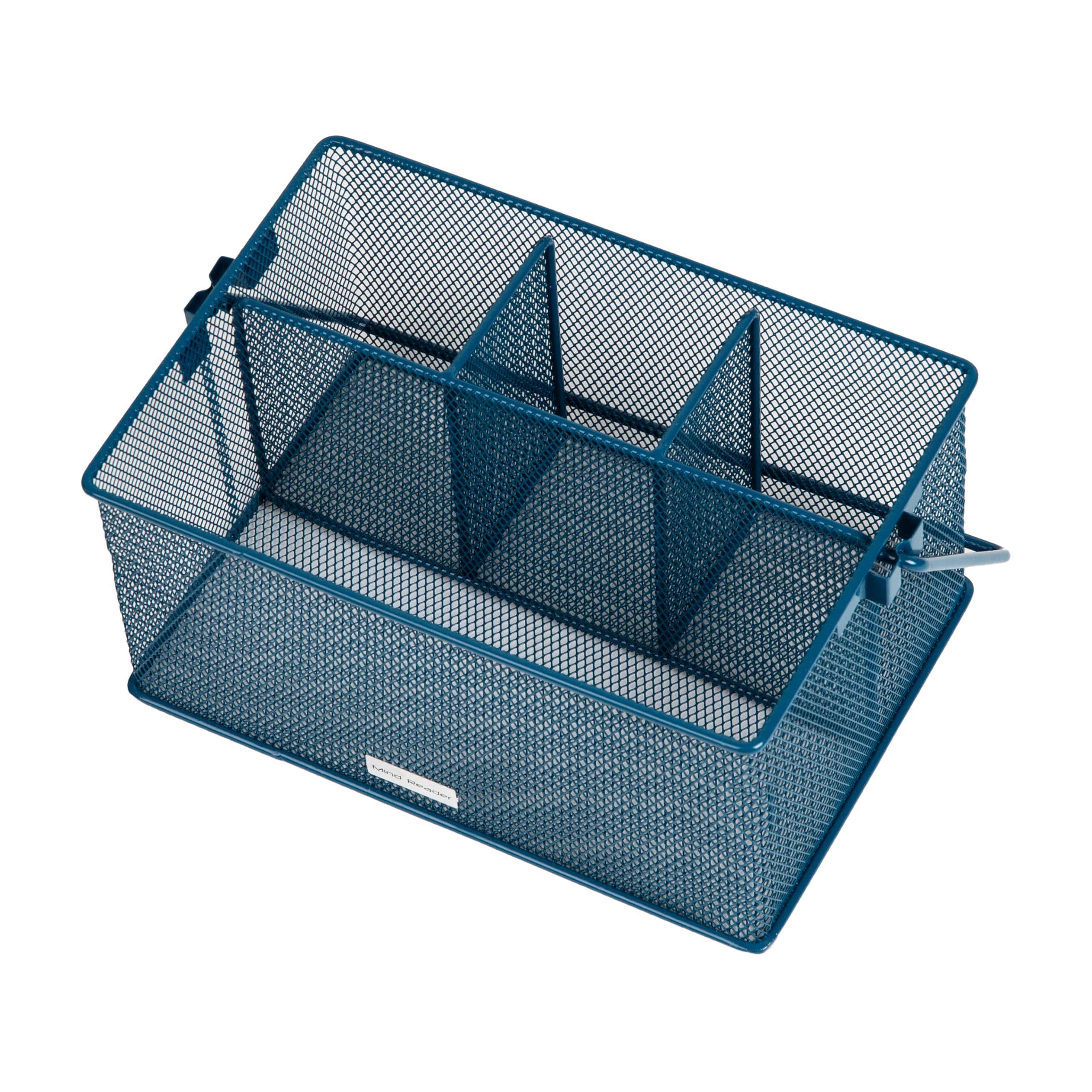 Mind Reader Storage Basket Organizer Utensil Holder, 4 Compartments, Turquoise