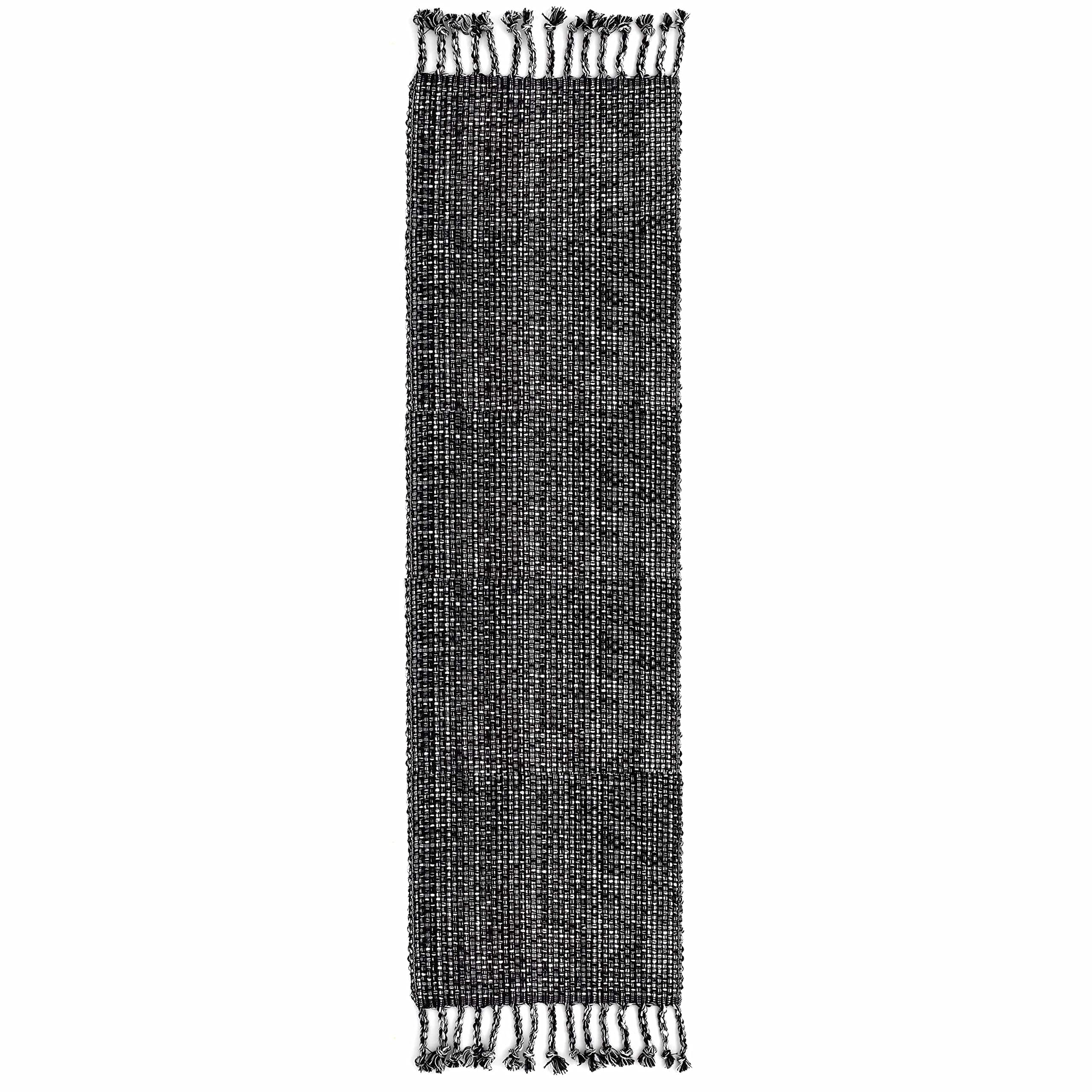 100% Cotton Table Runner for Dining Room Tables Rectangle Two Tone Woven Fabric 72 x 13 Soft Durable Table Runner, Black(Pack of