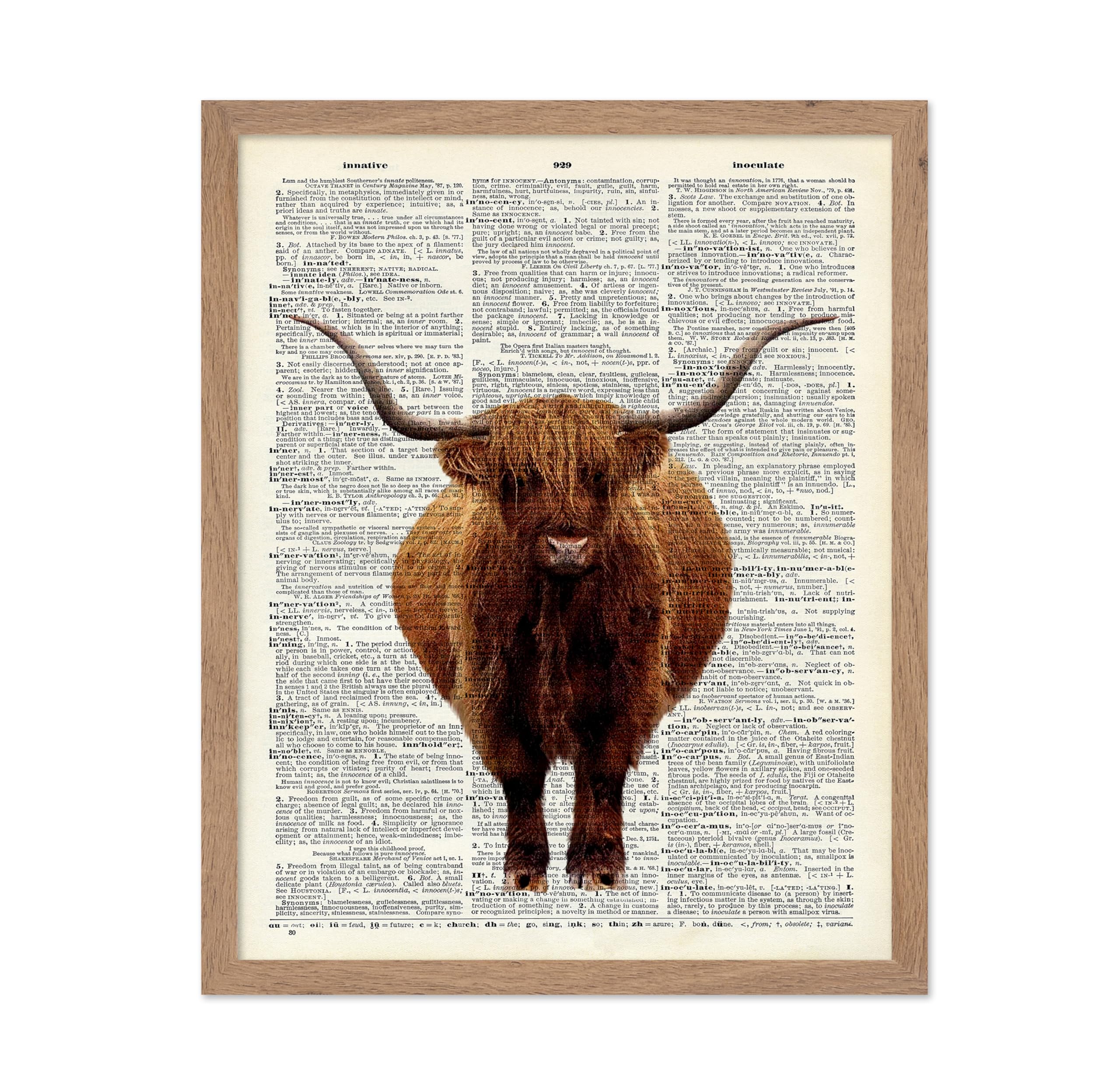 Poster Master Dictionary Art Poster - Highland Cow Print - Cow Art - Farmland Art - Gift for Men, Women & Animal Lover - Minimal