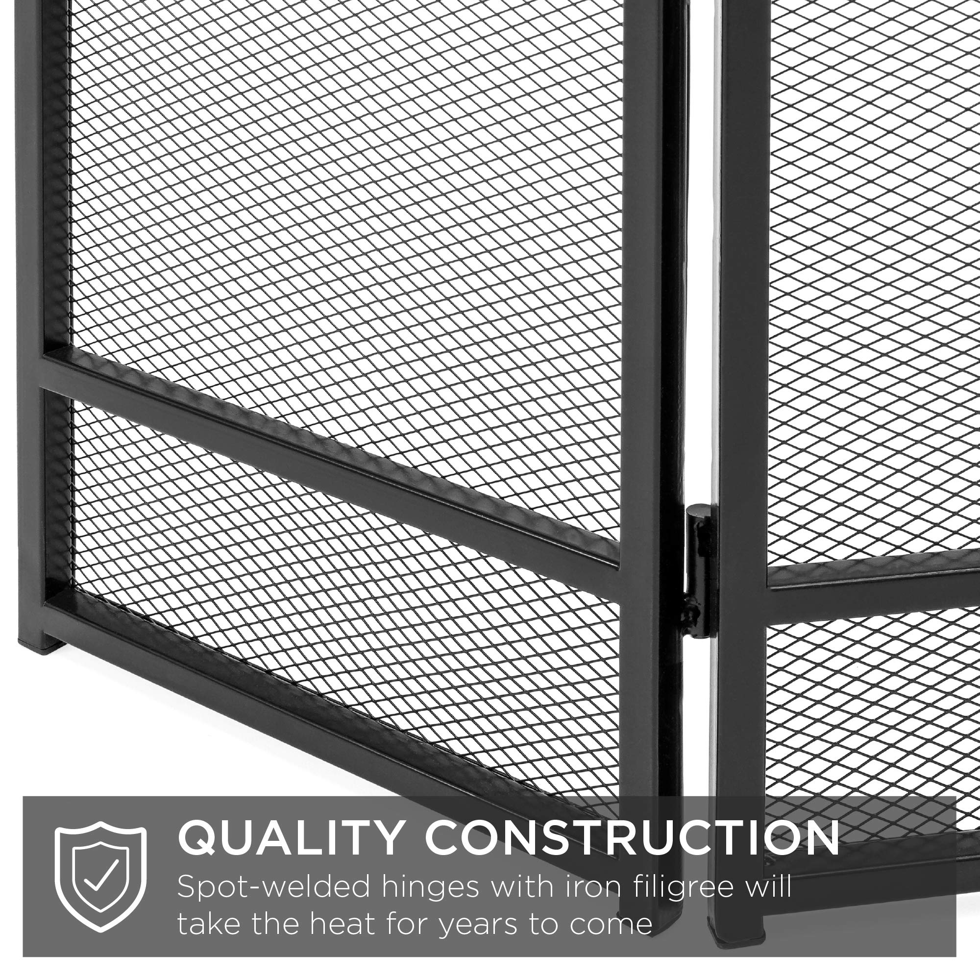 Best Choice Products 47.5X27.25In 3-Panel Simple Steel Mesh Fireplace Screen, Fire Spark Guard Grate For Living Room Home Decor