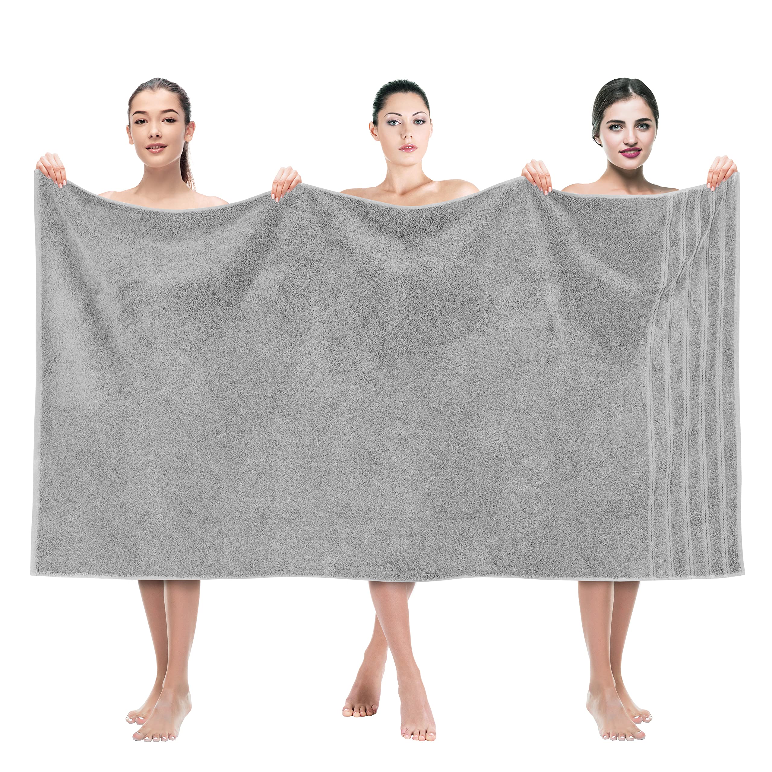 American Soft Linen Jumbo Large 100% Turkish Cotton 35 in 70 in  Bath Towel Sheets for Bathroom  Light Grey