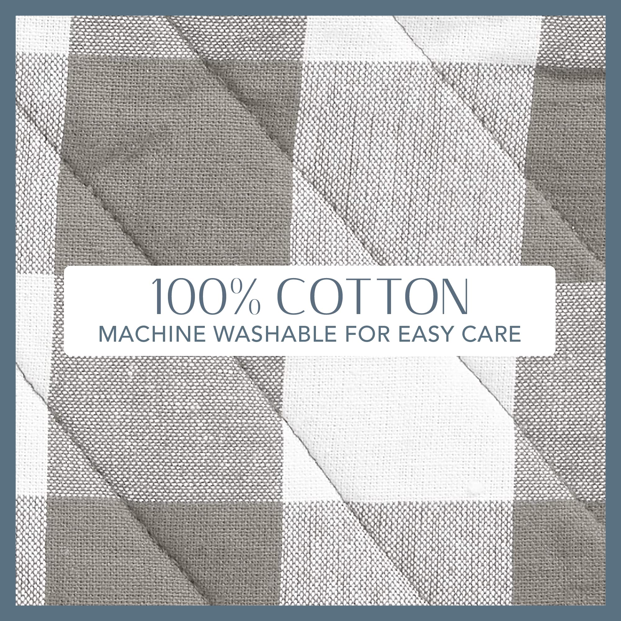 Elrene Home Fashions Farmhouse Living Buffalo-Check Pot-Holder Set, Rustic Pot Holders For Kitchen, Set Of 2, 8'' X 9'', Gray/Wh