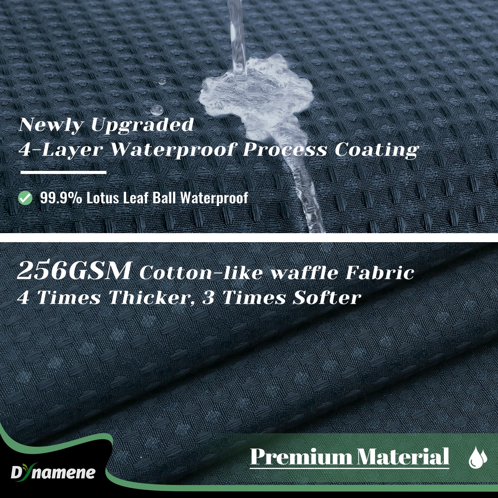 Dynamene Fabric Shower Curtain With Snap In Liner, Navy Blue Waffle Hotel Shower Curtains For Bathroom, Washable Waterproof Clot