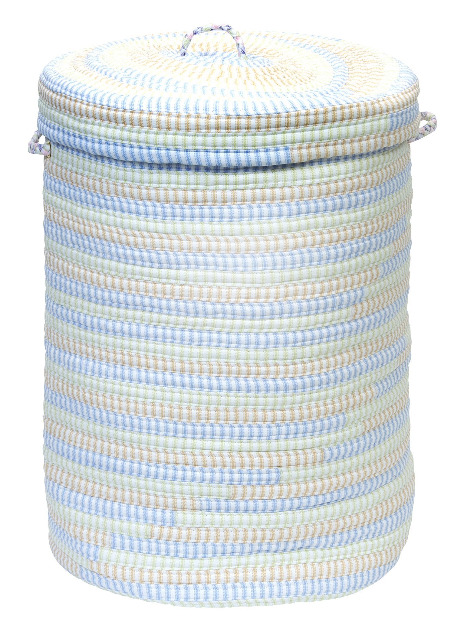 Ticking Stripe Oval Hamper with Lid, 18 by 18 by 30-Inch, Ticking Starlight