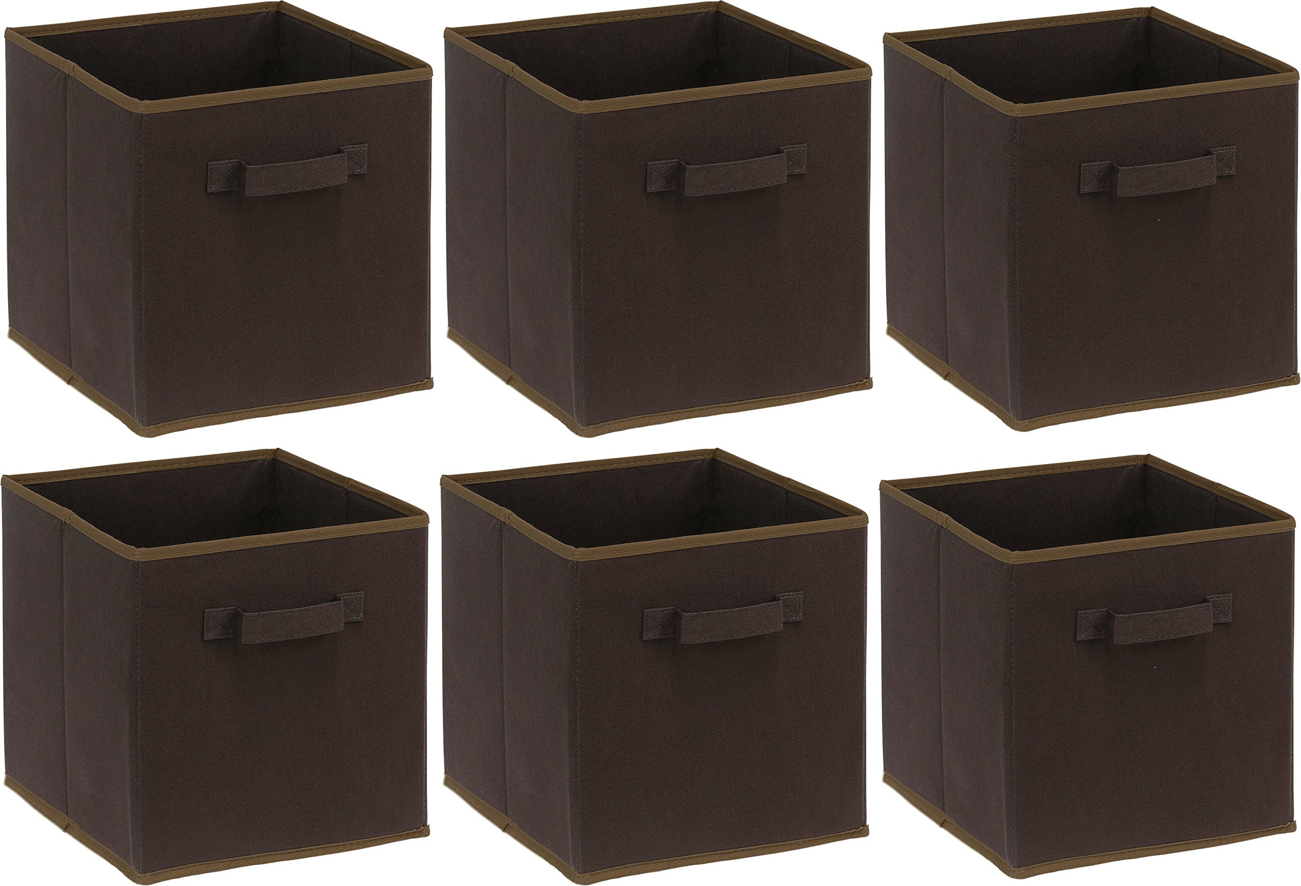 Simple Houseware Foldable Cube Storage Bin, Brown - 6 Pack