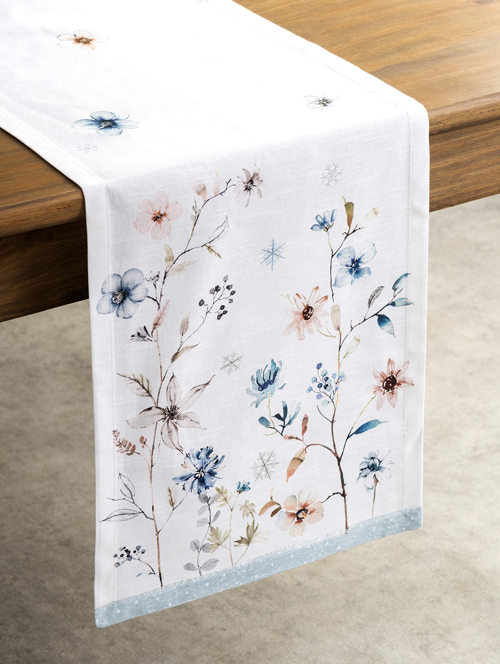 Maison D' Hermine Table Runner 100% Cotton 14.50Inch X 72Inch Decorative Table Runners, Dining, Kitchen, Parties & Camping, Ice