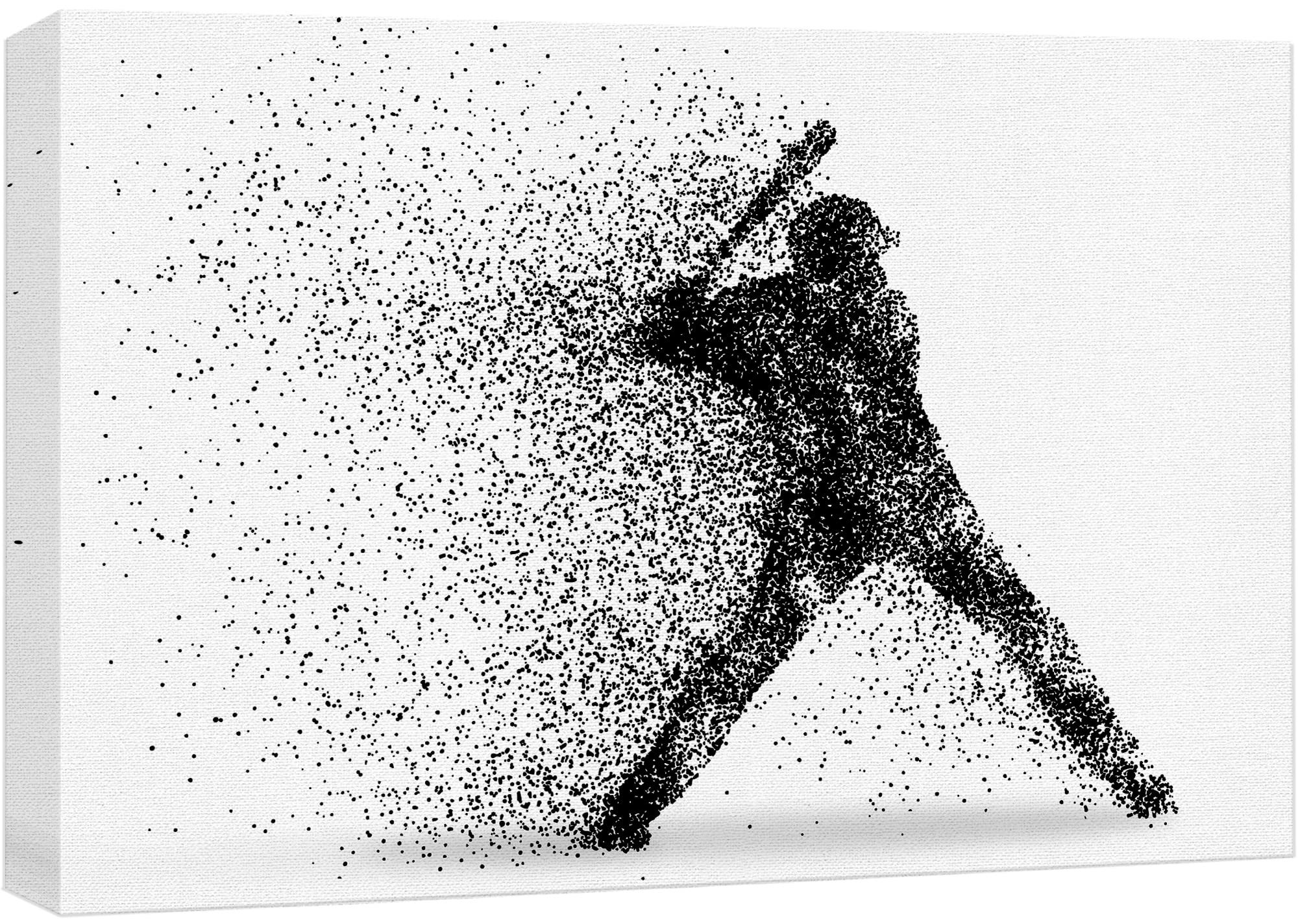 Wall26 Canvas Print Wall Art 3D Illusion Surreal Abstract Black Dot Baseball Player Portrait Sports Fitness Digital Art Realism