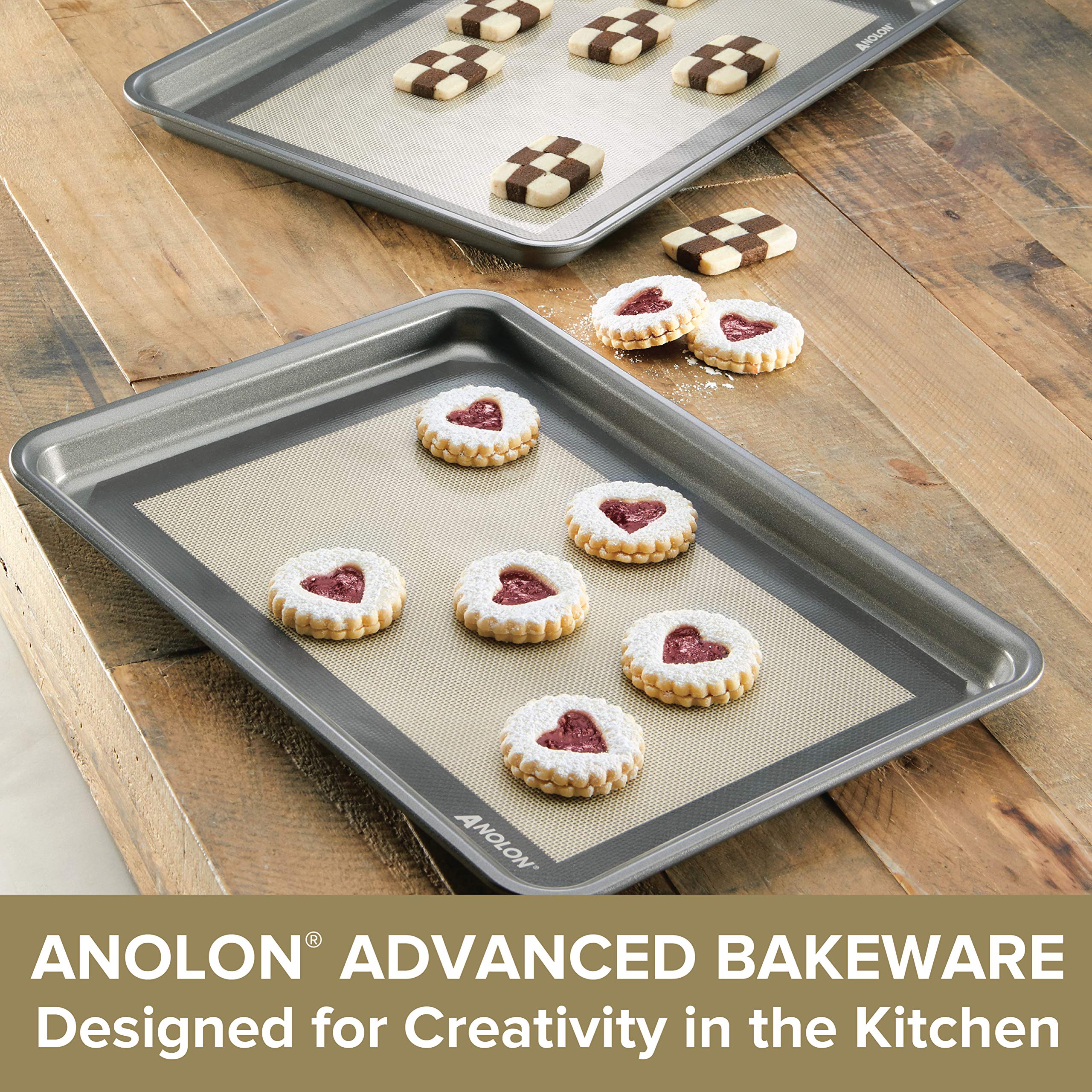 Anolon Advanced Bakeware Silicone Baking Mat Set, 2-Piece, Clear With Gray Border