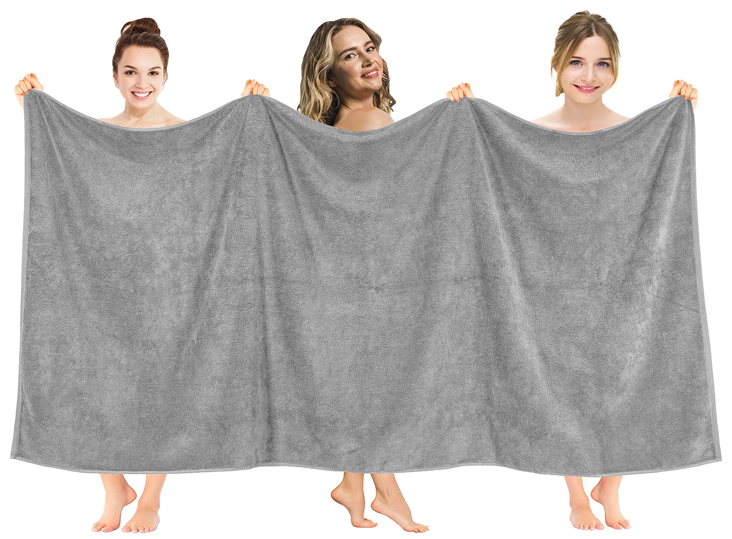 American Soft Linen Oversized 40x80 Jumbo Large Bath Towels for Bathroom  100% Ringspun Cotton Bath Sheet for Adults  Light Grey
