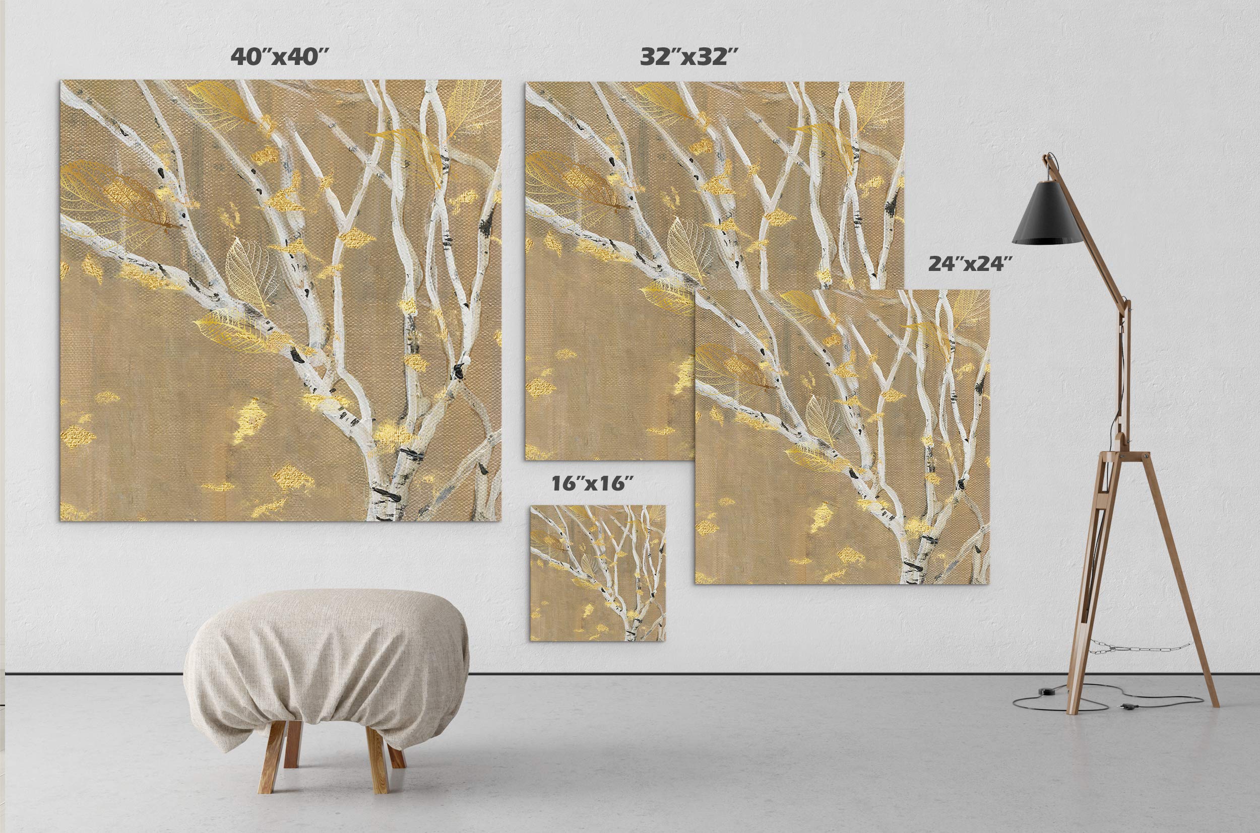 Wexford Home Birch Wood Iii Gallery Wrapped Canvas Wall Art, 32X32