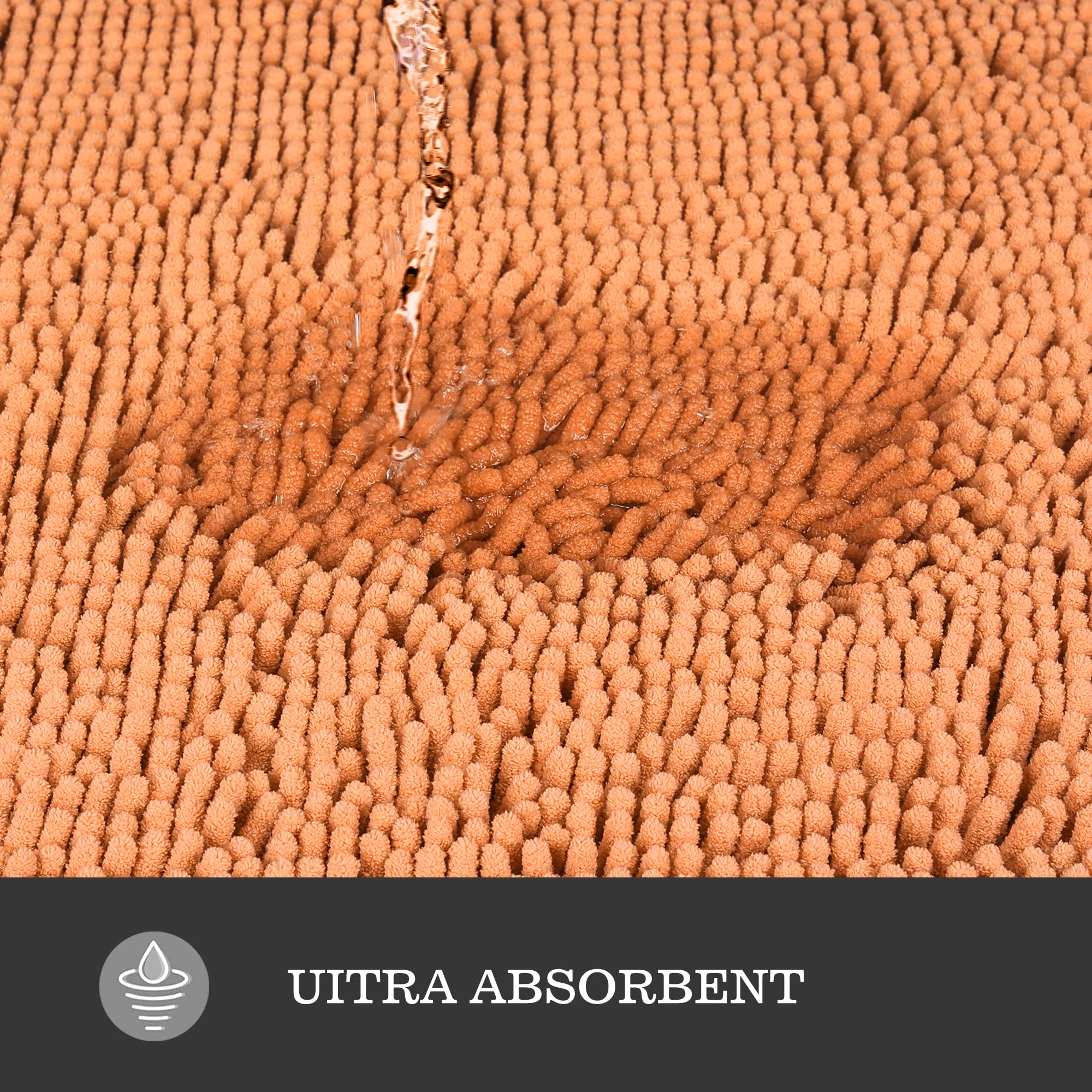 Yeaban Peach 47 X 17 Bathroom Rug - Thick Chenille Bath Mats | Absorbent And Washable Bath Rug Non-Slip, Plush And Soft Rugs For