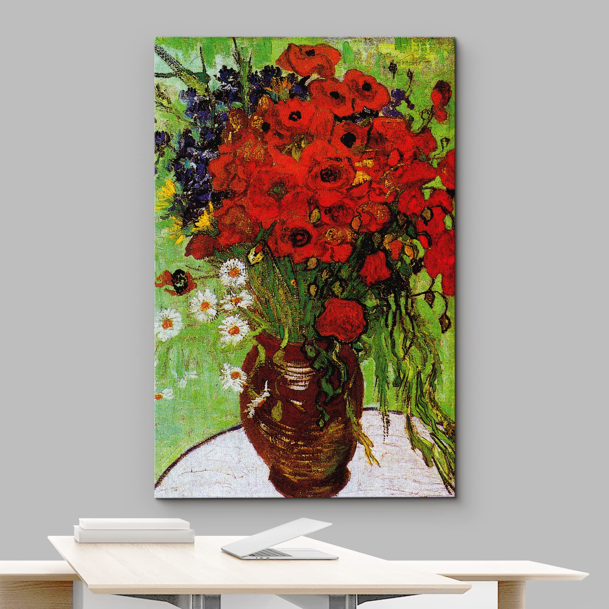 Wall26 Canvas Print Wall Art Red Poppies & Daisies By Master Artist Vincent Van Gogh Nature Wilderness Illustrations Fine Art Re