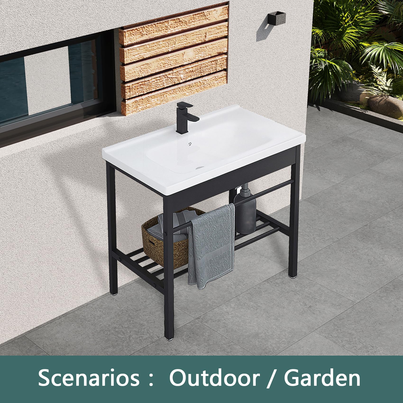 Freestanding Bathroom Console Sink, Bathroom Vanity With Sink, 28.3'' X 19'' X 32.3'' Ceramic Console Sink Set With Bracket, Uti