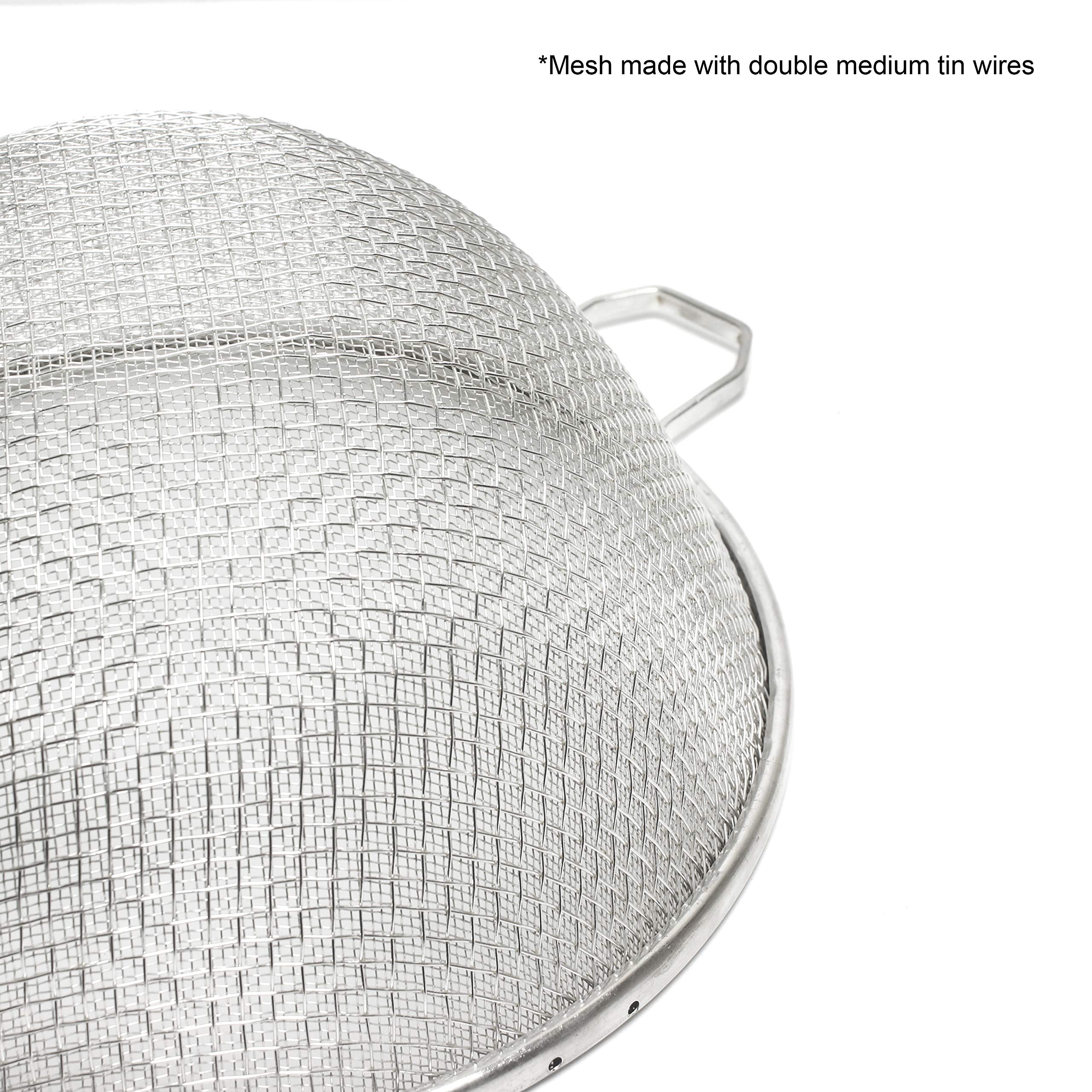 Thunder Group 10-Inch Double Mesh Strainer, Silver Tin, Model SLSTN3410