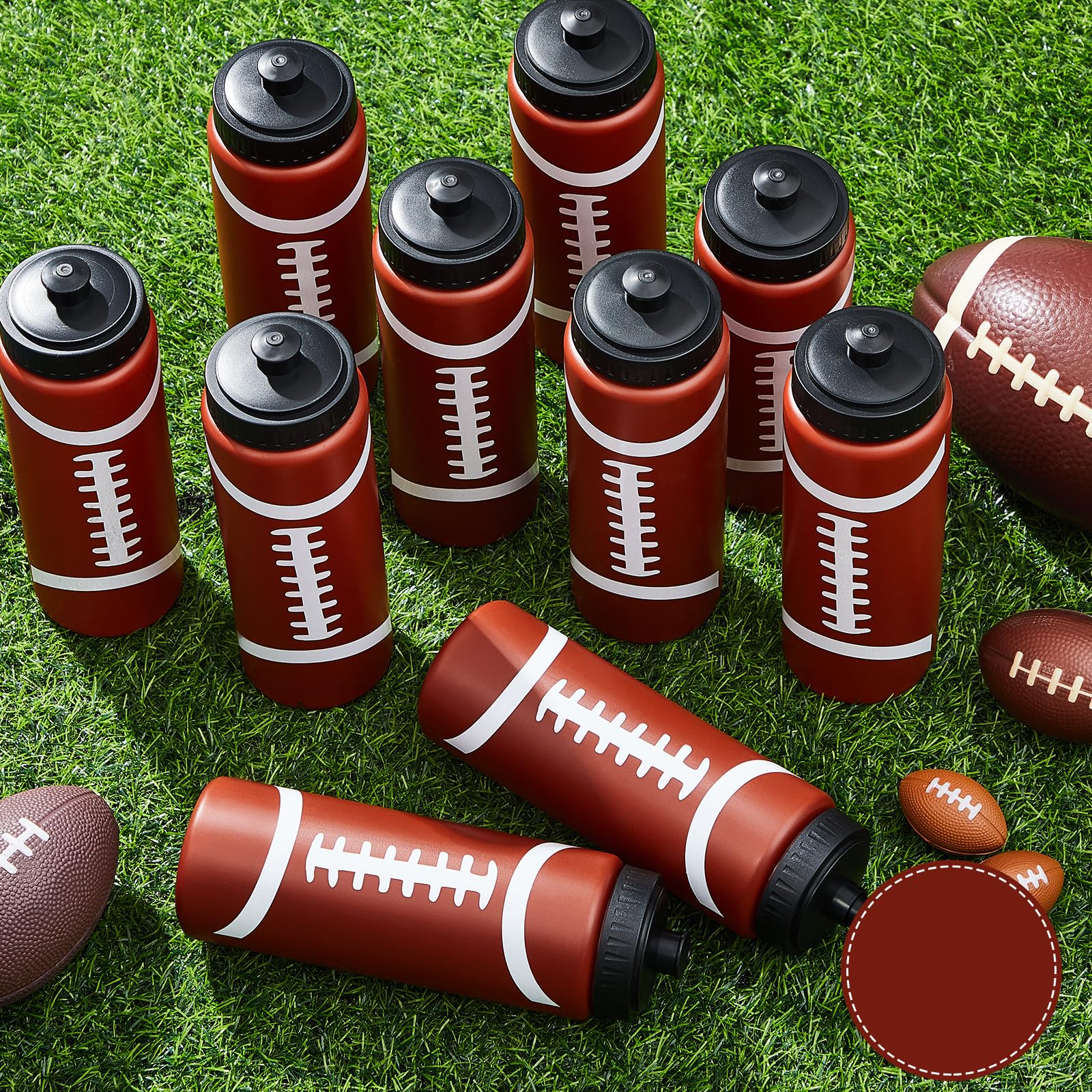 Yaomiao 24 Pcs Football Water Bottle, Football Party Favors Bulk, 20 oz Reusable Bpa-free Squeeze Water Bottles for Kids, Stuff