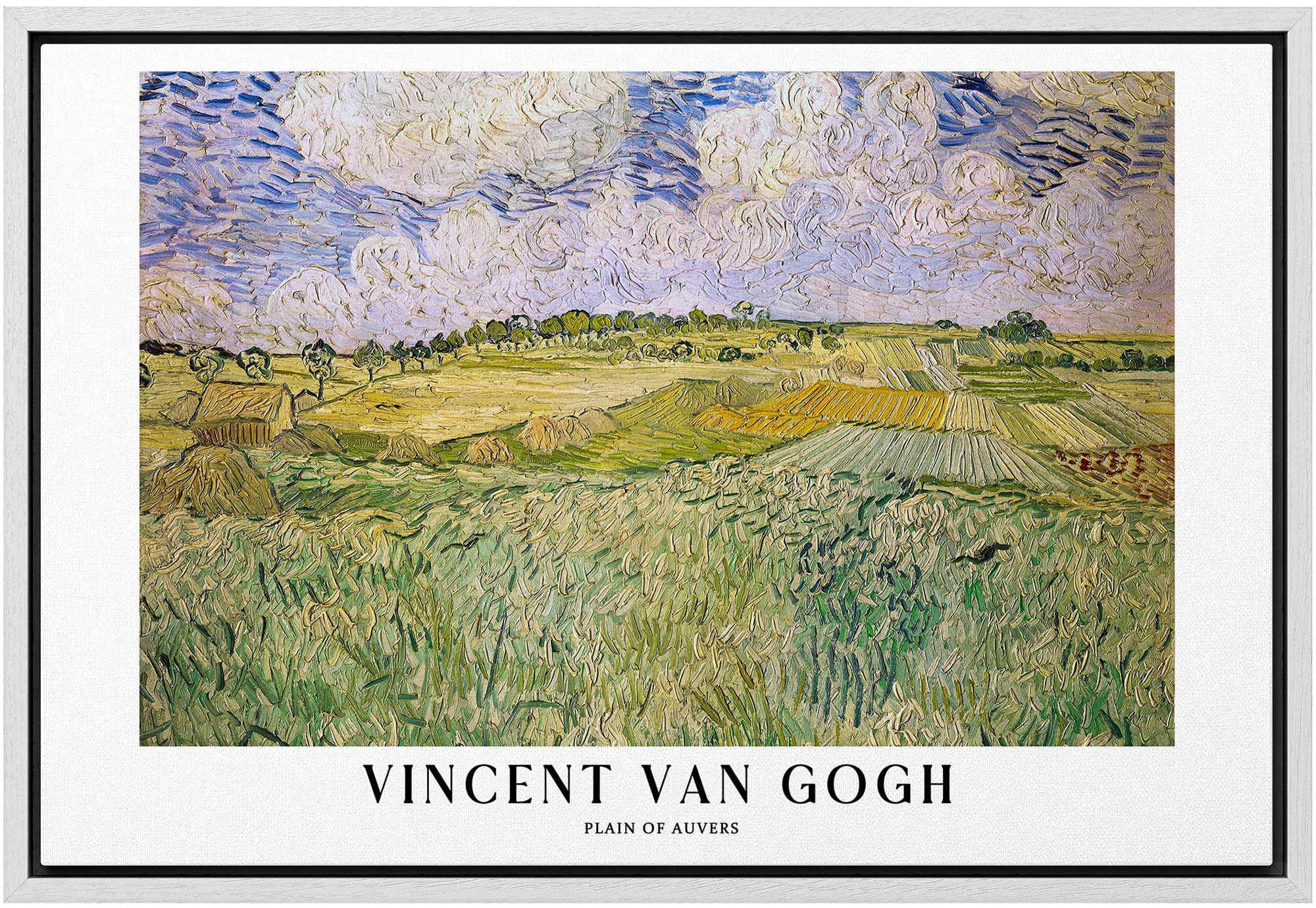 Wall26 Framed Canvas Print Wall Art Plain Of Auvers By Vincent Van Gogh Historic Classical Illustrations Fine Art Decorative Vin