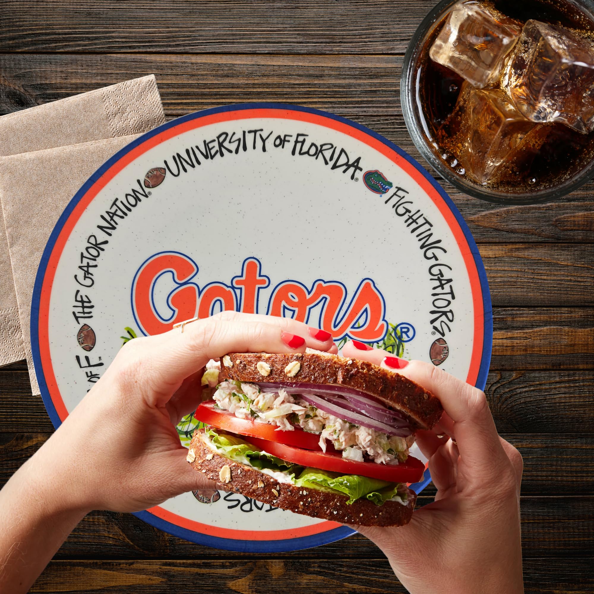 Magnolia Lane University of Florida Gators 10.5-Inch Melamine Dinner Plate Set of 4 Perfect for Game Day, BBQs, Tailgating, Pool
