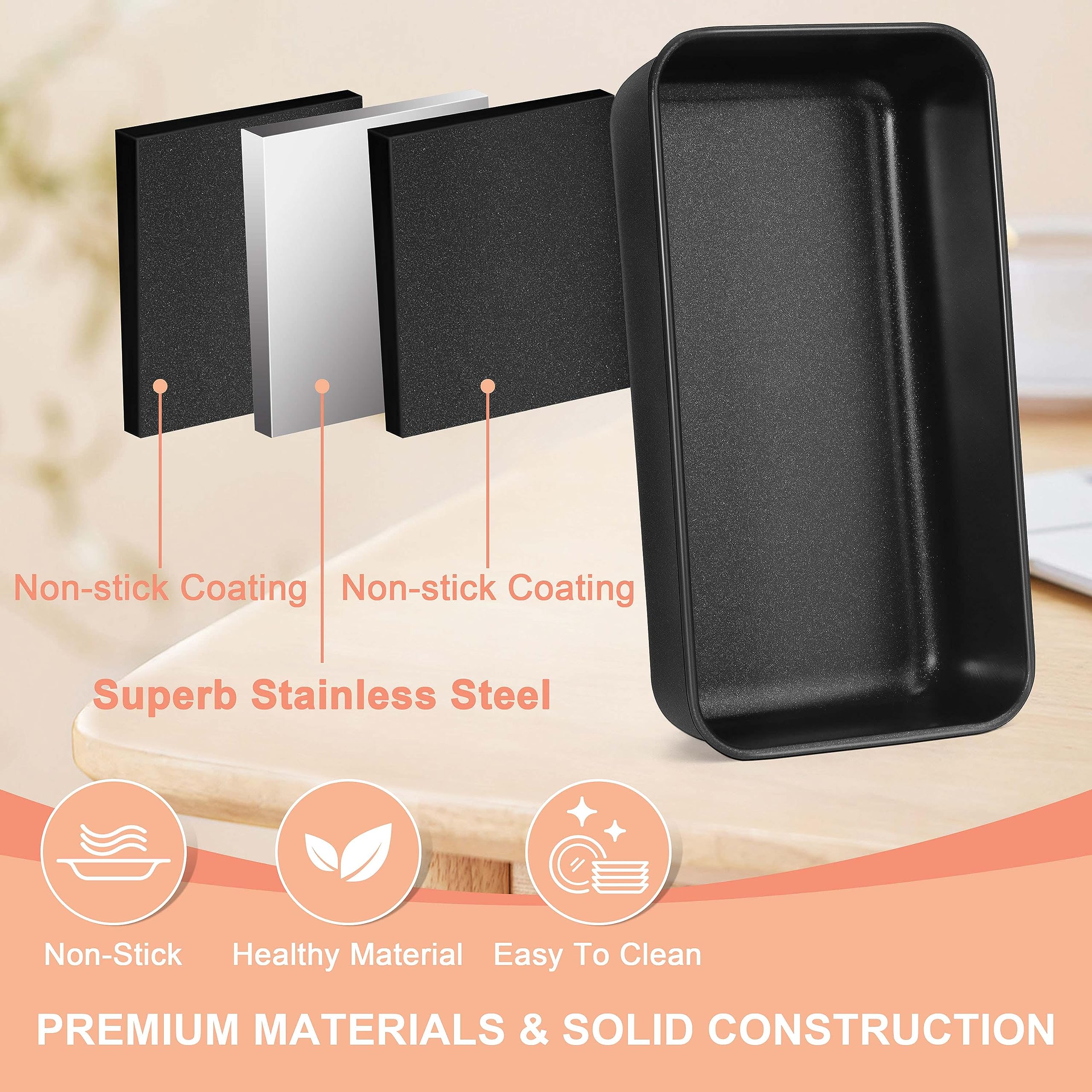 Herogo Non-Stick Loaf Pan Set Of 4, Stainless Steel Rectangle Bread Loaf Pans For Baking Bread Meatloaf Brownie Lasagna, 9 X 5 I
