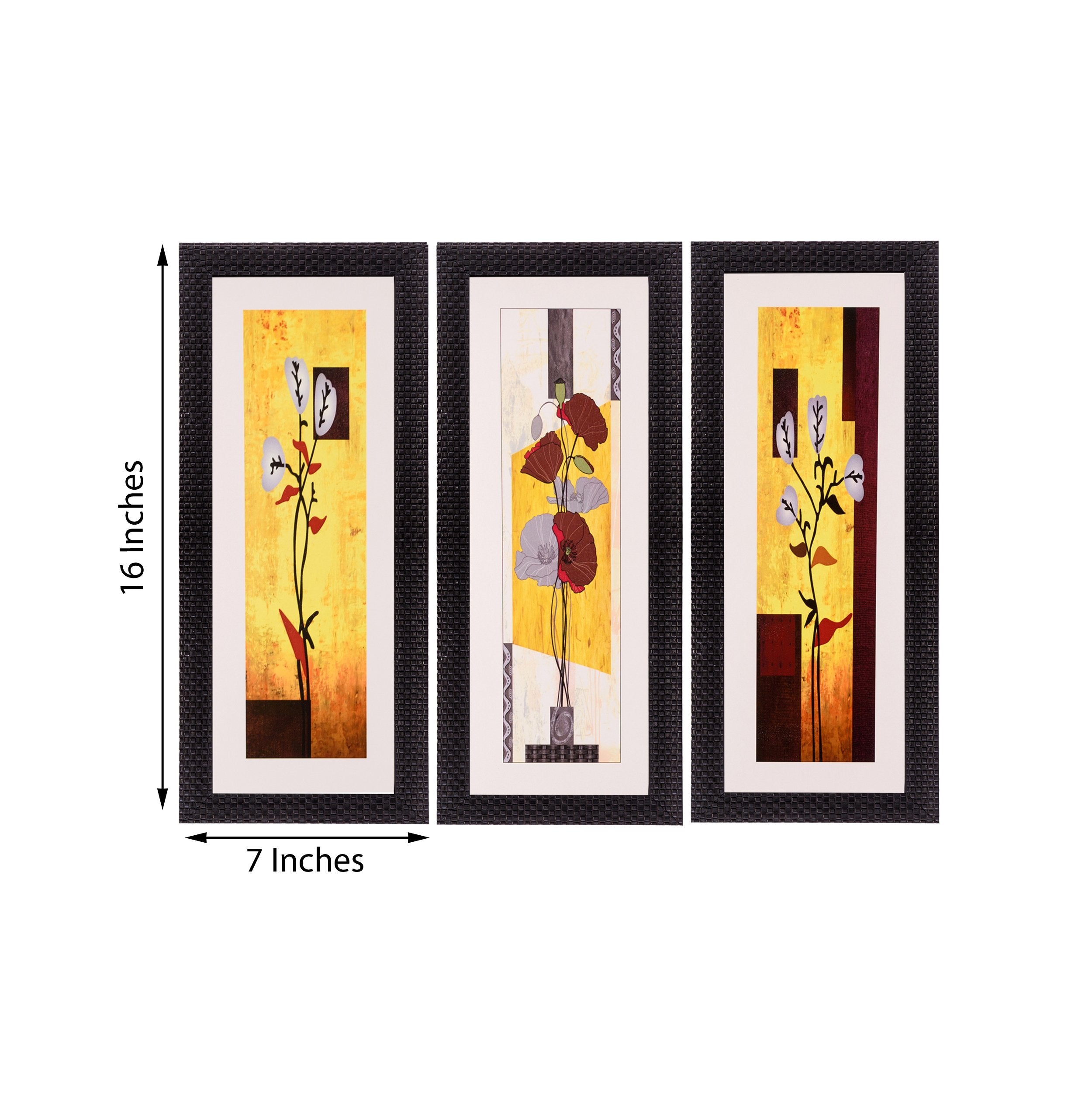 Ecraftindia Satin Matt Texture Synthetic Wood Art Painting (18 Cm X 41 Cm, Set Of 3, C3Fpb2117)
