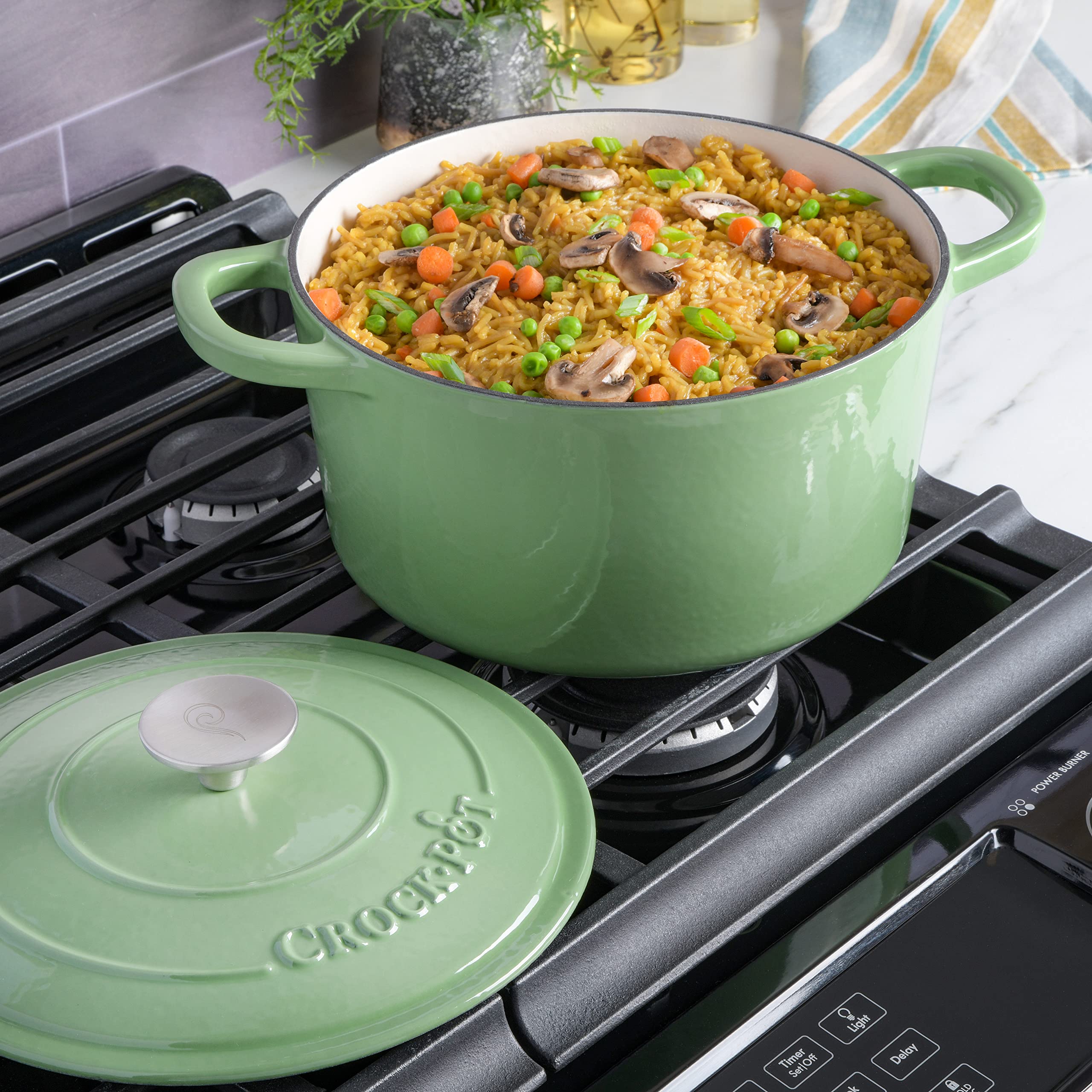 Crock-Pot Artisan Round Enameled Cast Iron Dutch Oven, 5-Quart, Pistachio Green