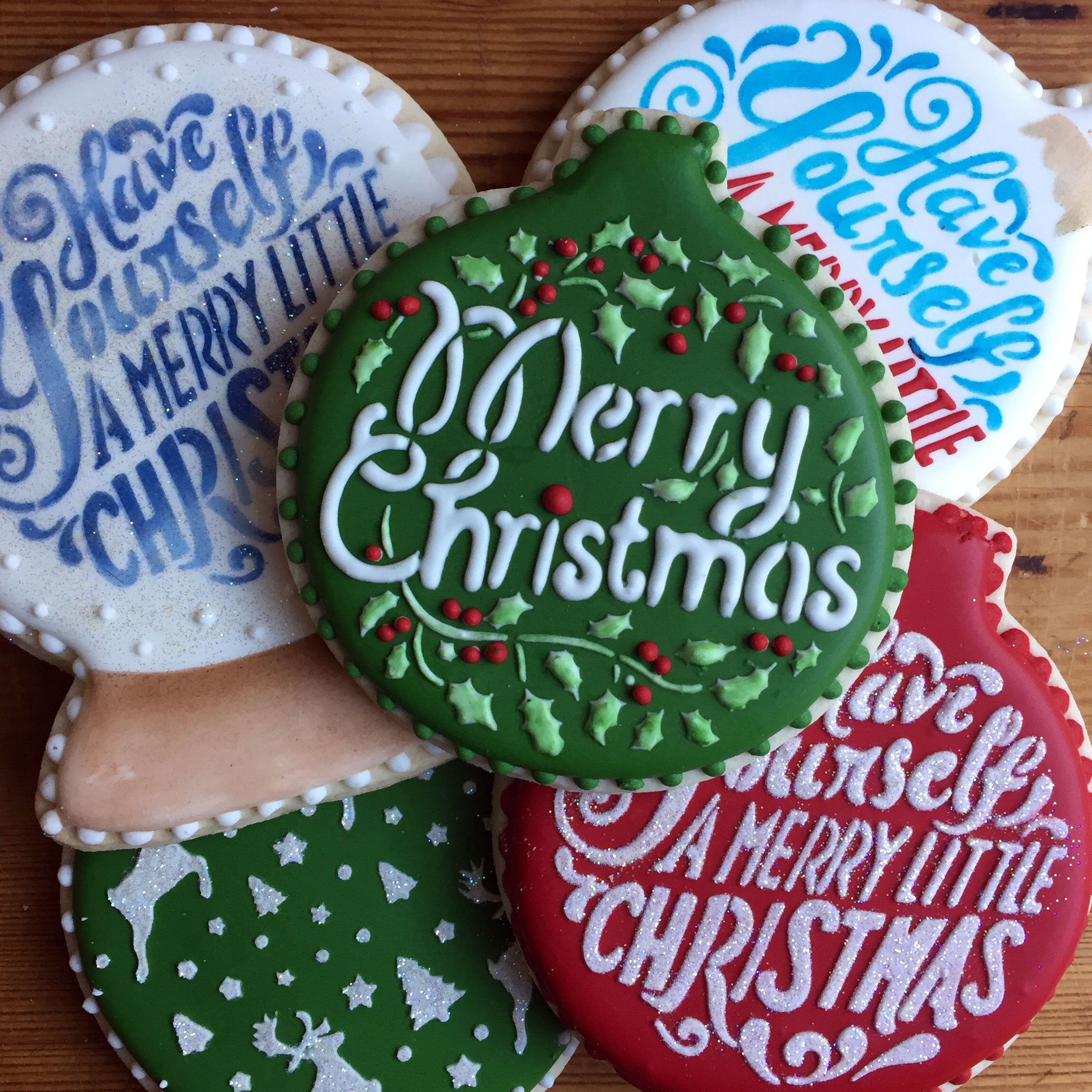 Merry Christmas Holly Ornament Cookie And Craft Stencil By Designer Stencils