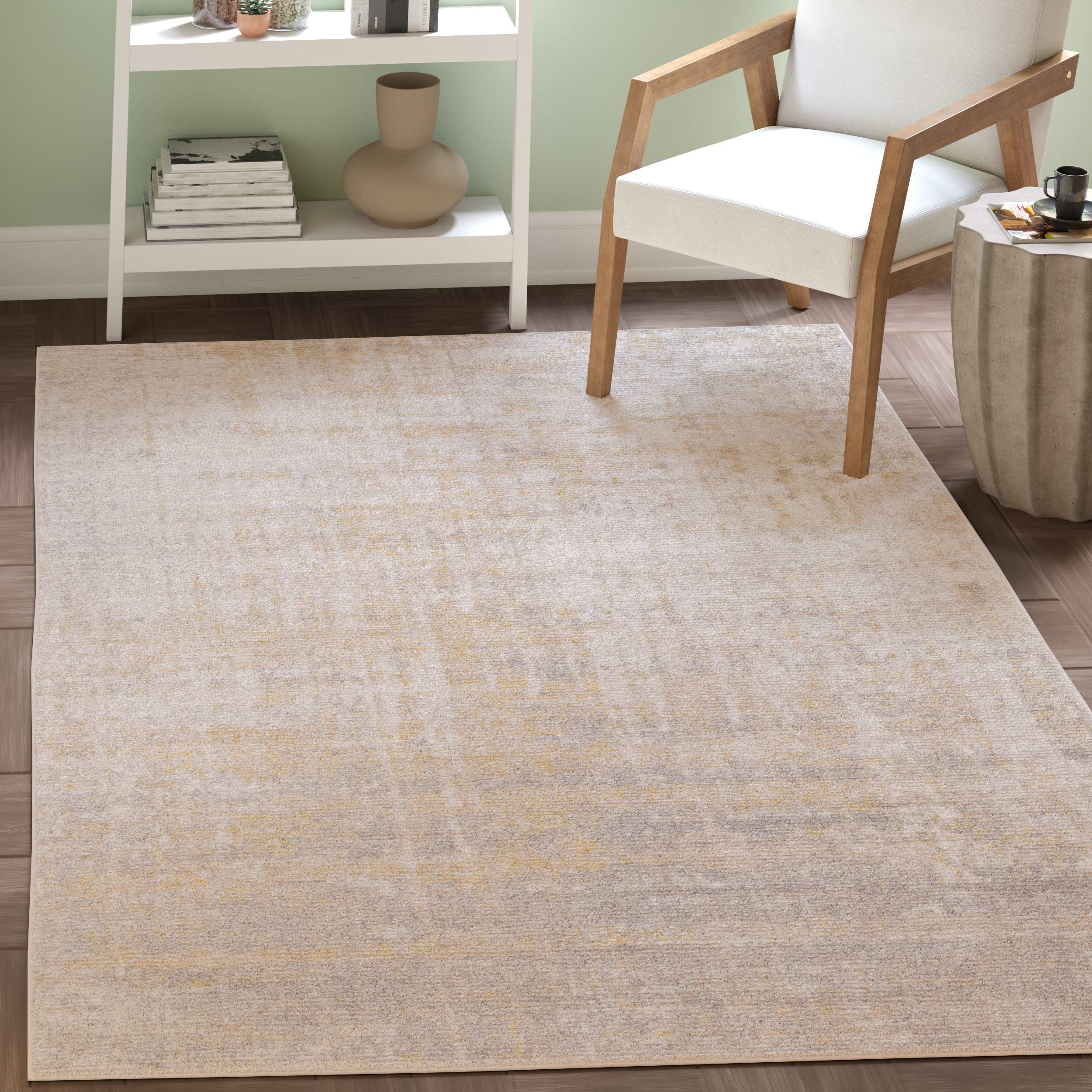 SAFAVIEH Adirondack Collection 4 Square Cream / Gold ADR207A Modern Abstract Non-Shedding Living Room Bedroom Accent Rug