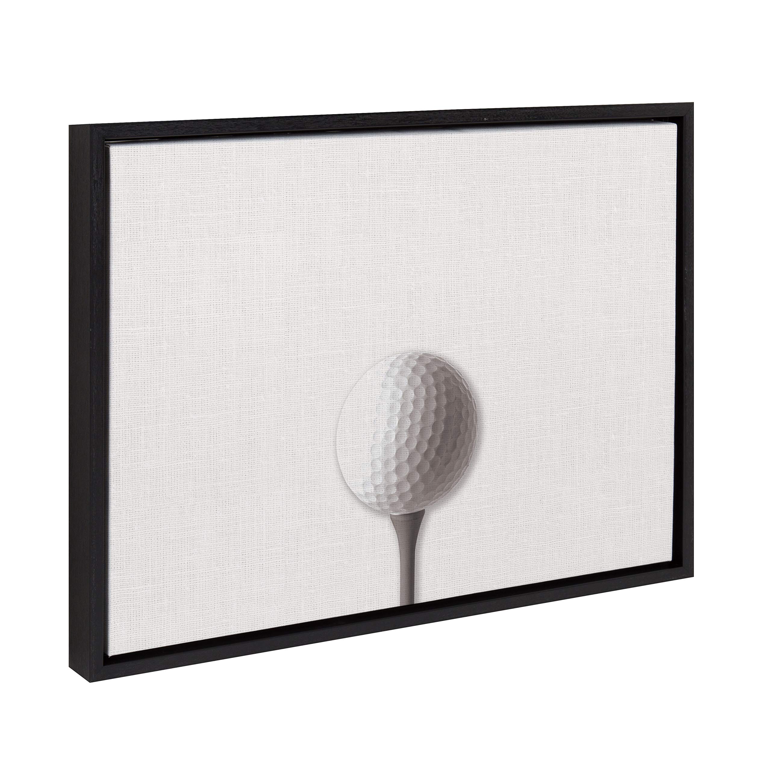 Designovation Sylvie Horizontal Golf Ball Portrait Framed Canvas Wall Art, 18X24 Black, Sporty Wall Decor For Home