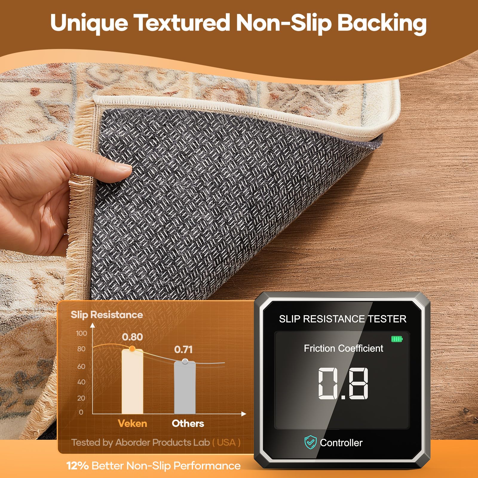 Veken Non Slip Cushioned Runner Rug Pad Gripper 2x8 Ft, Felt and Silicone Backing, 1/8 Thick Carpet Liner for Hardwood Floors an