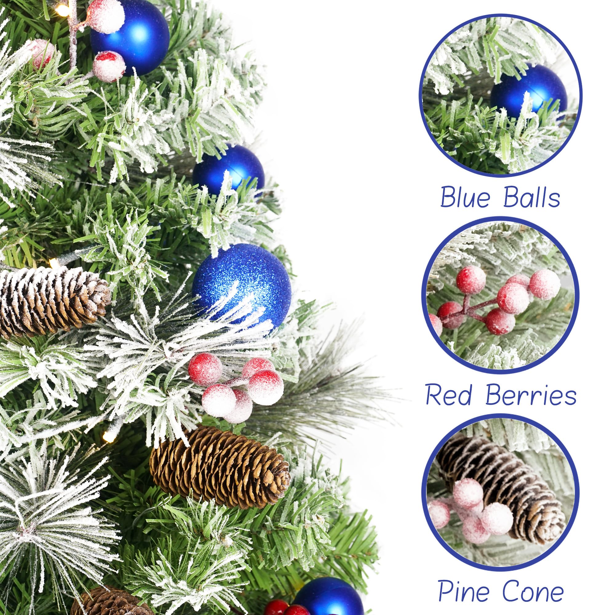 Flocked Christmas Tree 30 inch Prelit 2 Set Pathway Porch Christmas Trees Pre-Light LED Battery Operated Outdoor Xmas Decor for