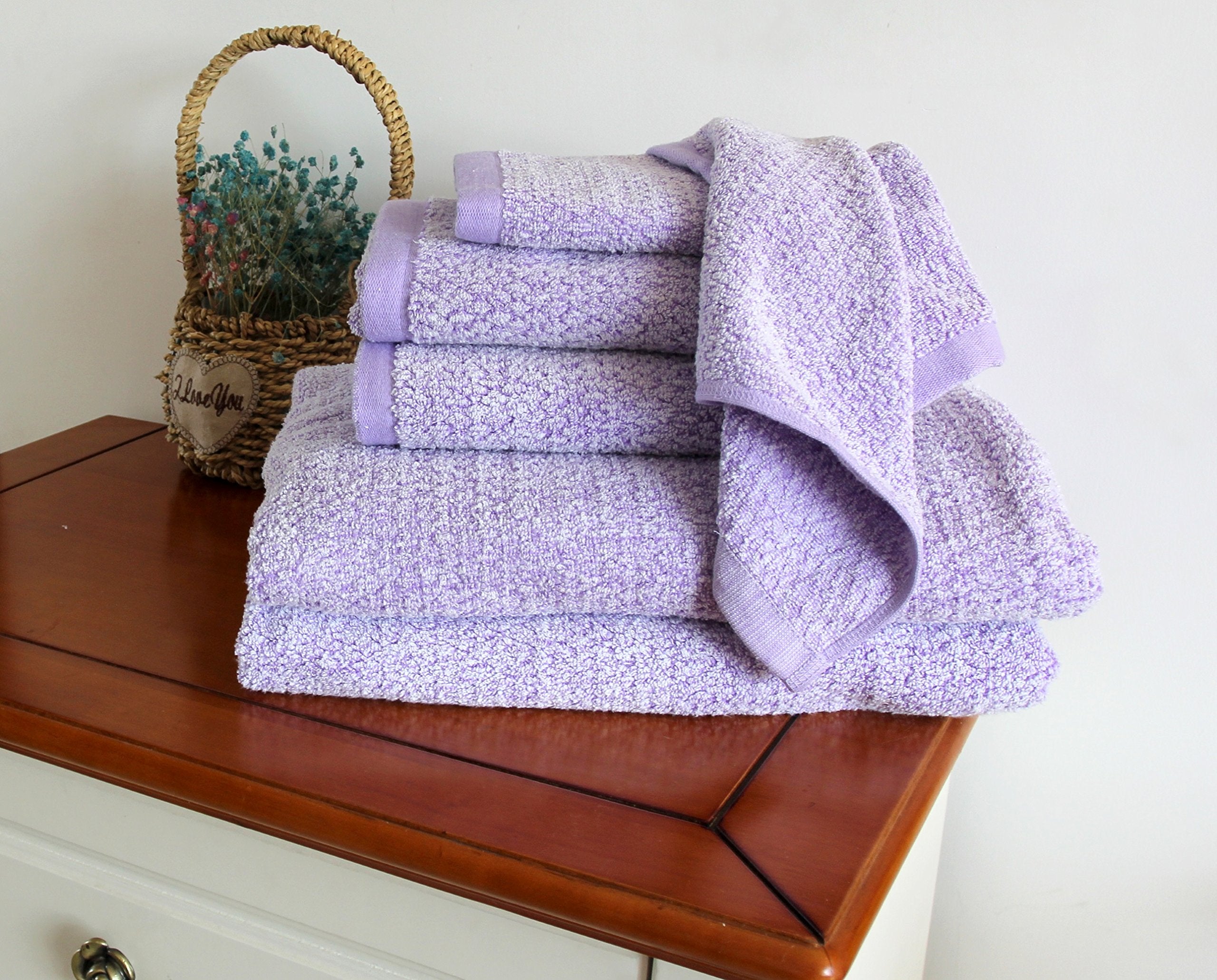 Everplush Diamond Jacquard 6 Pieces Bath Sheet Set  Lavender