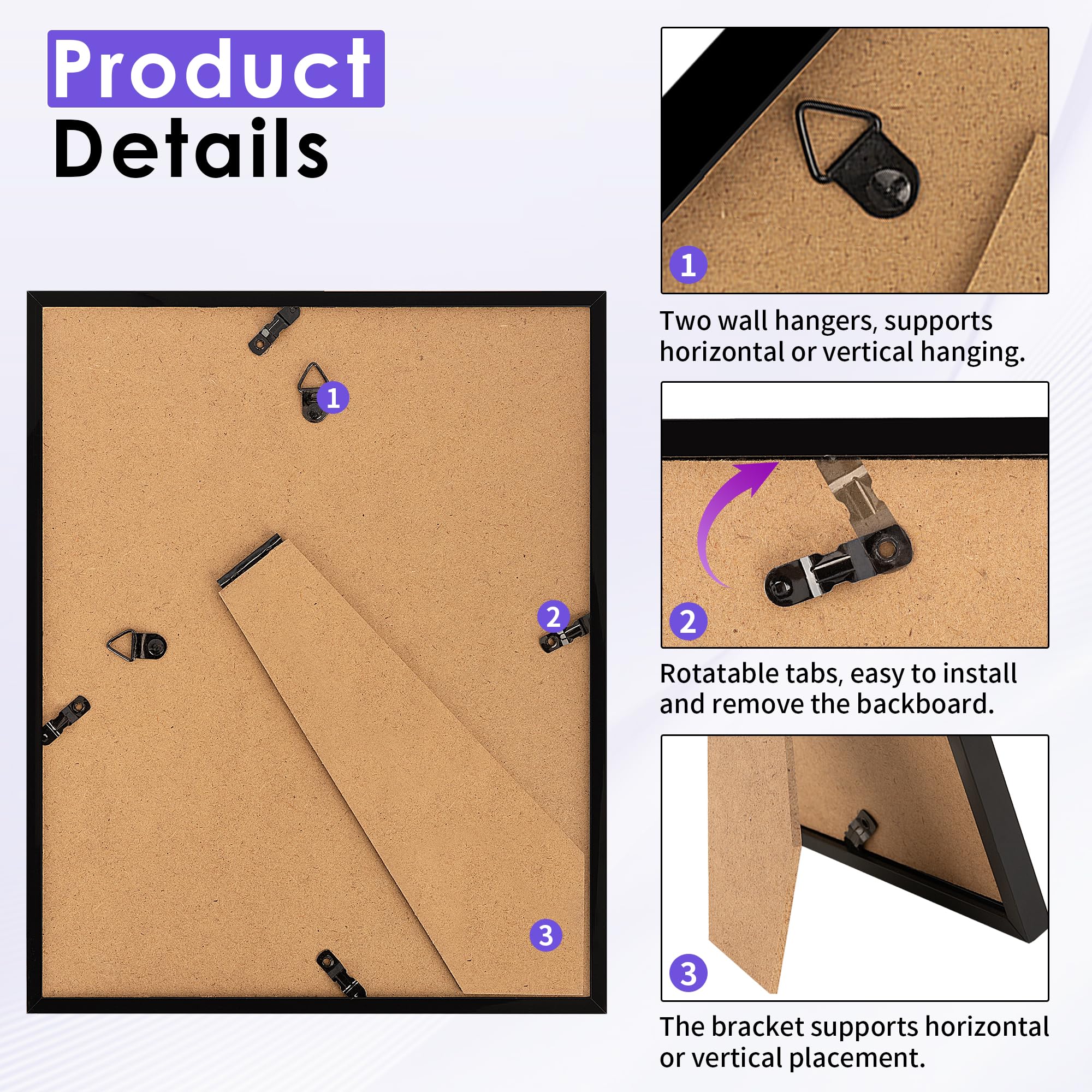 NEXCOVER 8x10 Picture Frame Black 4PK, 8 x 10 Photo Frame with Shatterproof HD Plexiglass, Picture Frames Collage for photos 5x7