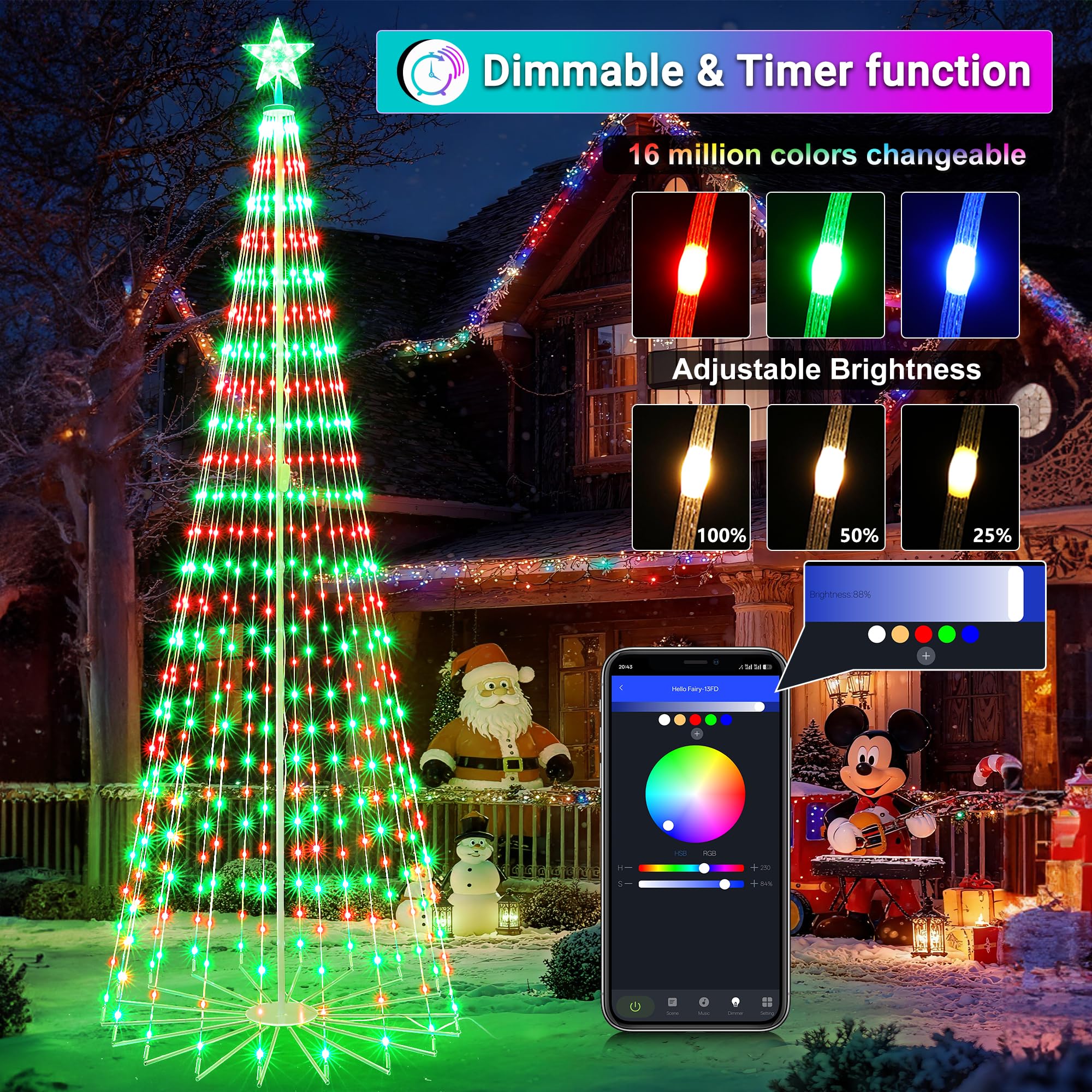 Joomer Christmas Tree Star Lights, 9FT 460LED Smart Orange Purple Light with Remote Timer Music Sync Bluetooth App Controlled RG