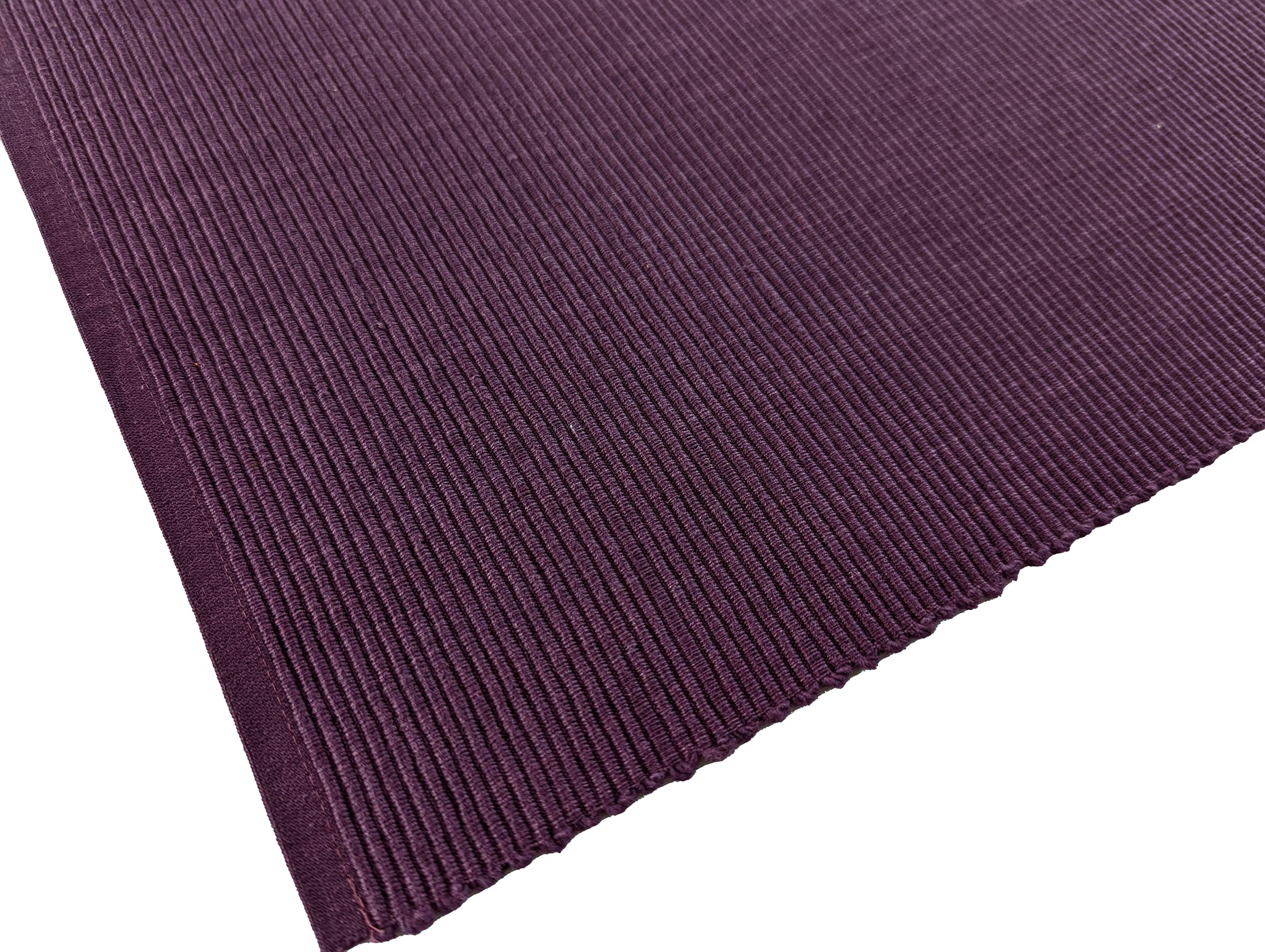 Avka Studio 100% Cotton Ribbed Placemats - Set Of 6-13 X 19 Inches - Dark Purple - Everyday Cloth Table Mats - Thick Constructio