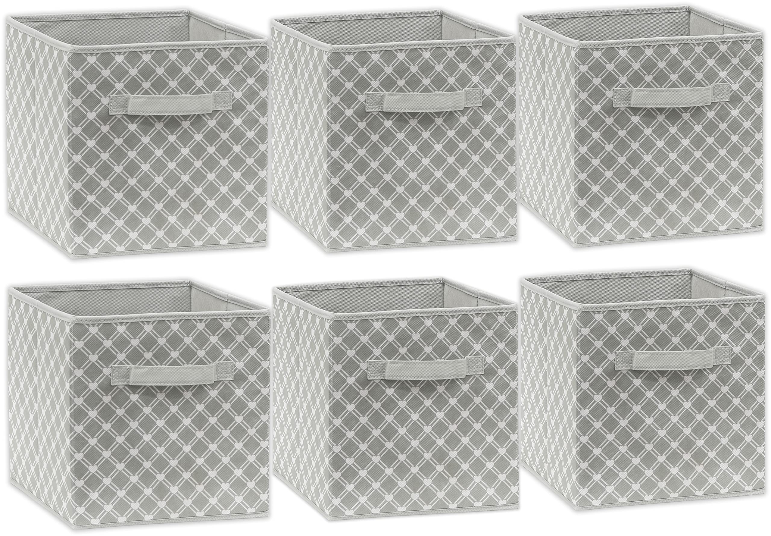 Simple Houseware Fabric Cube Storage Bins Foldable Organizer, Geometric Grey, Set Of 6