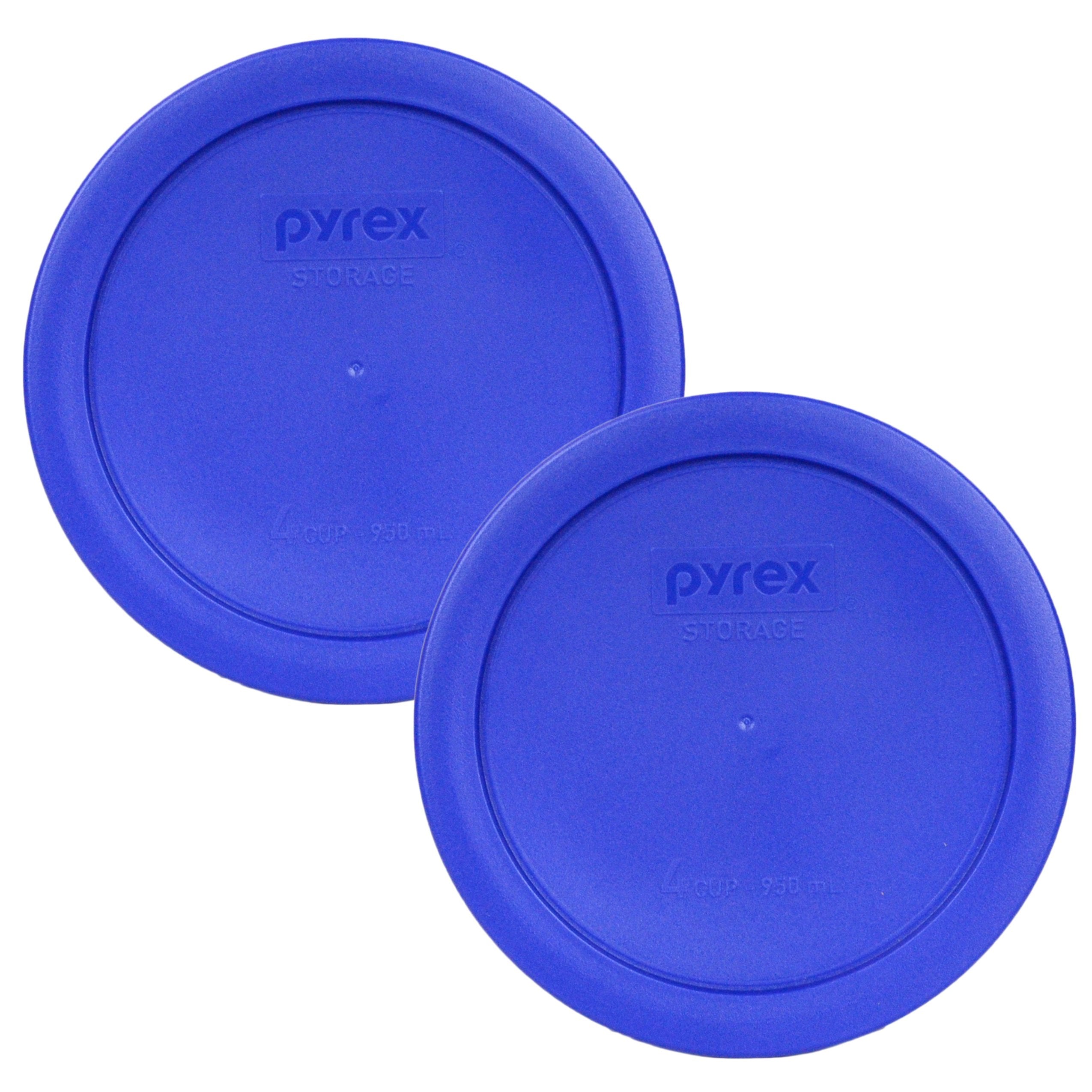 Pyrex 7201-PC Cadet Blue Round 4 Cup Plastic Storage Lid, Made in USA - 2 Pack