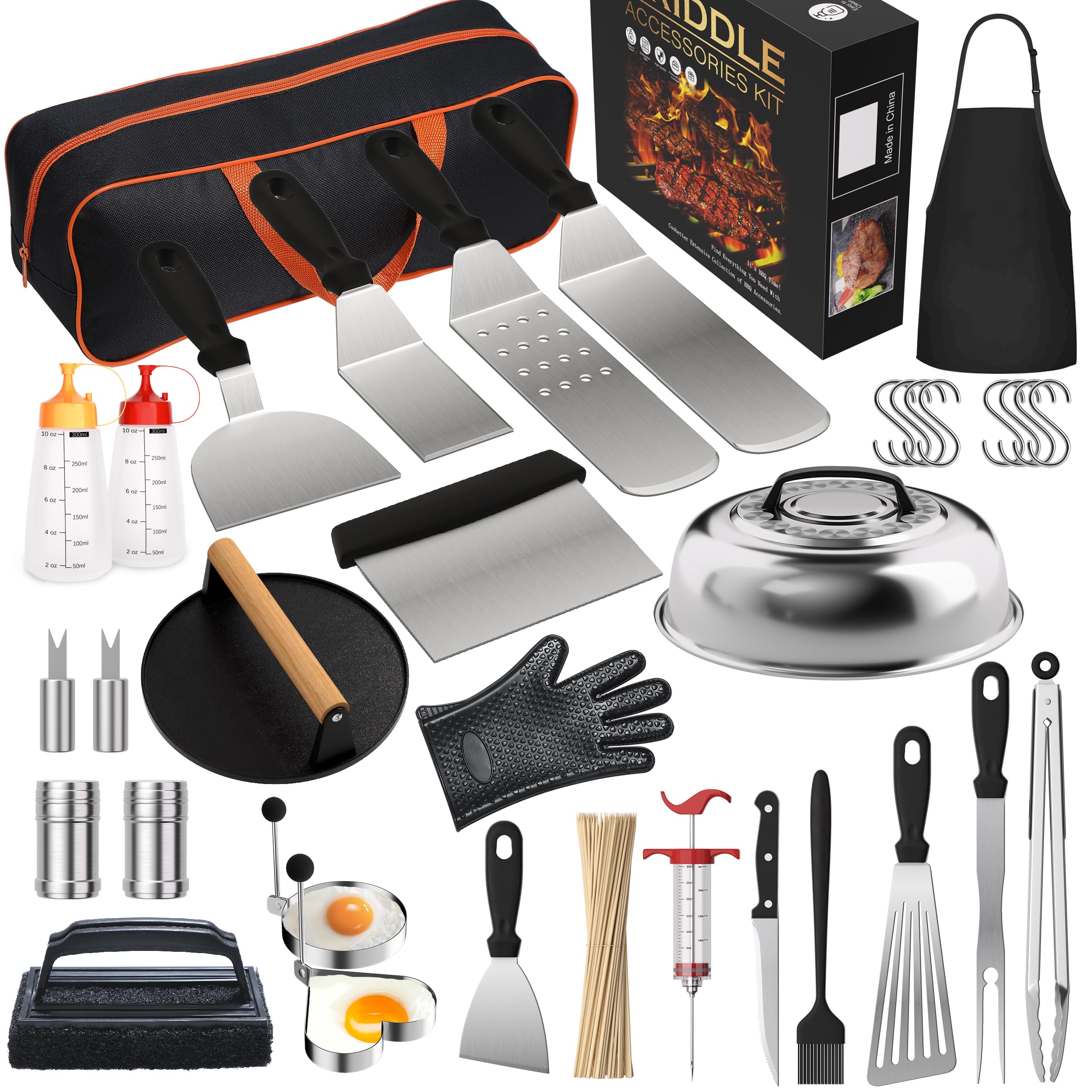 134 Pcs Blackstone Griddle Accessories Upgraded Griddle Accessories Kit - Perfect Flat Top Grill Accessories, Professional Round