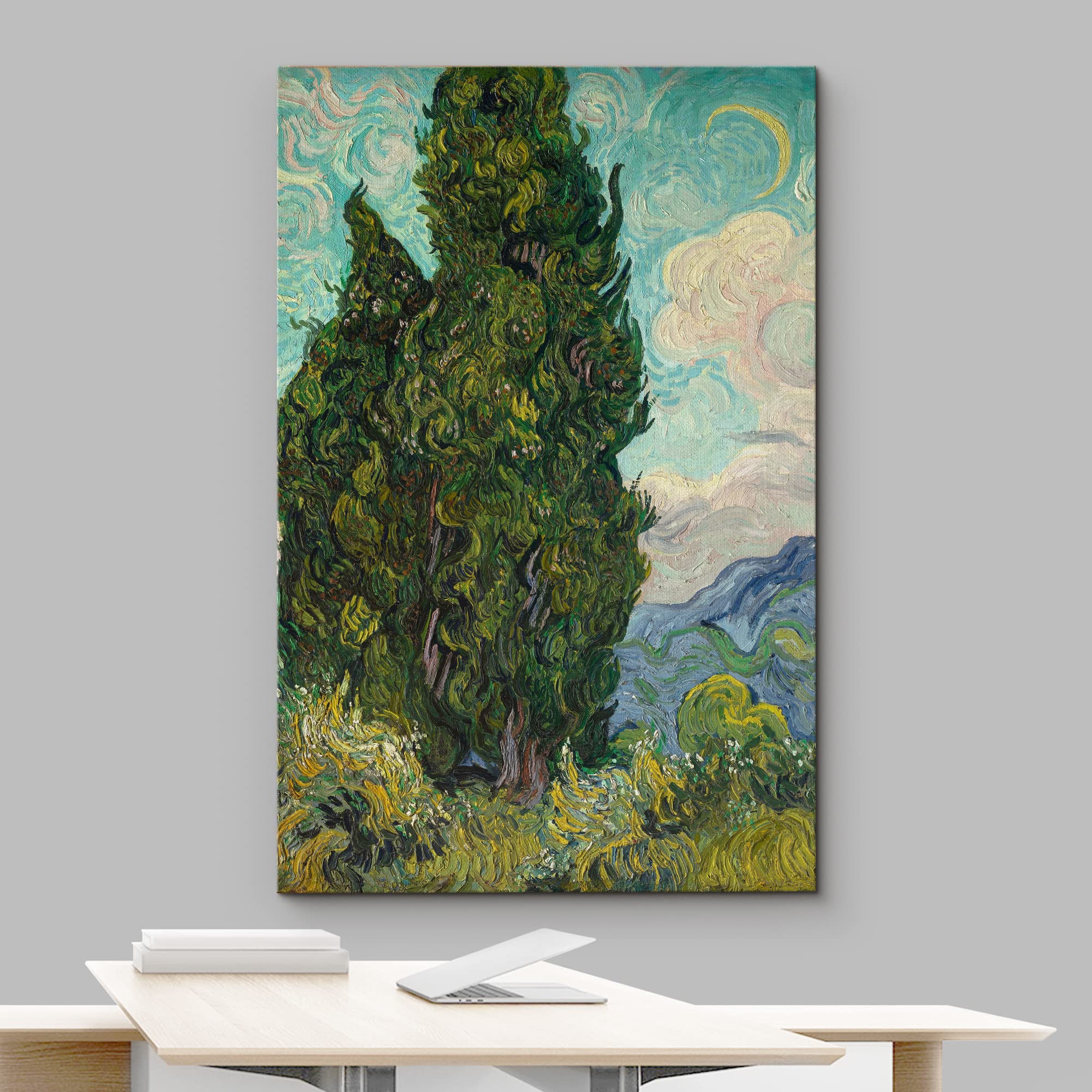 Wall26 Canvas Print Wall Art Countryside Cypress Trees By Vincent Van Gogh Classic Historic Illustrations Fine Art Decorative Ru
