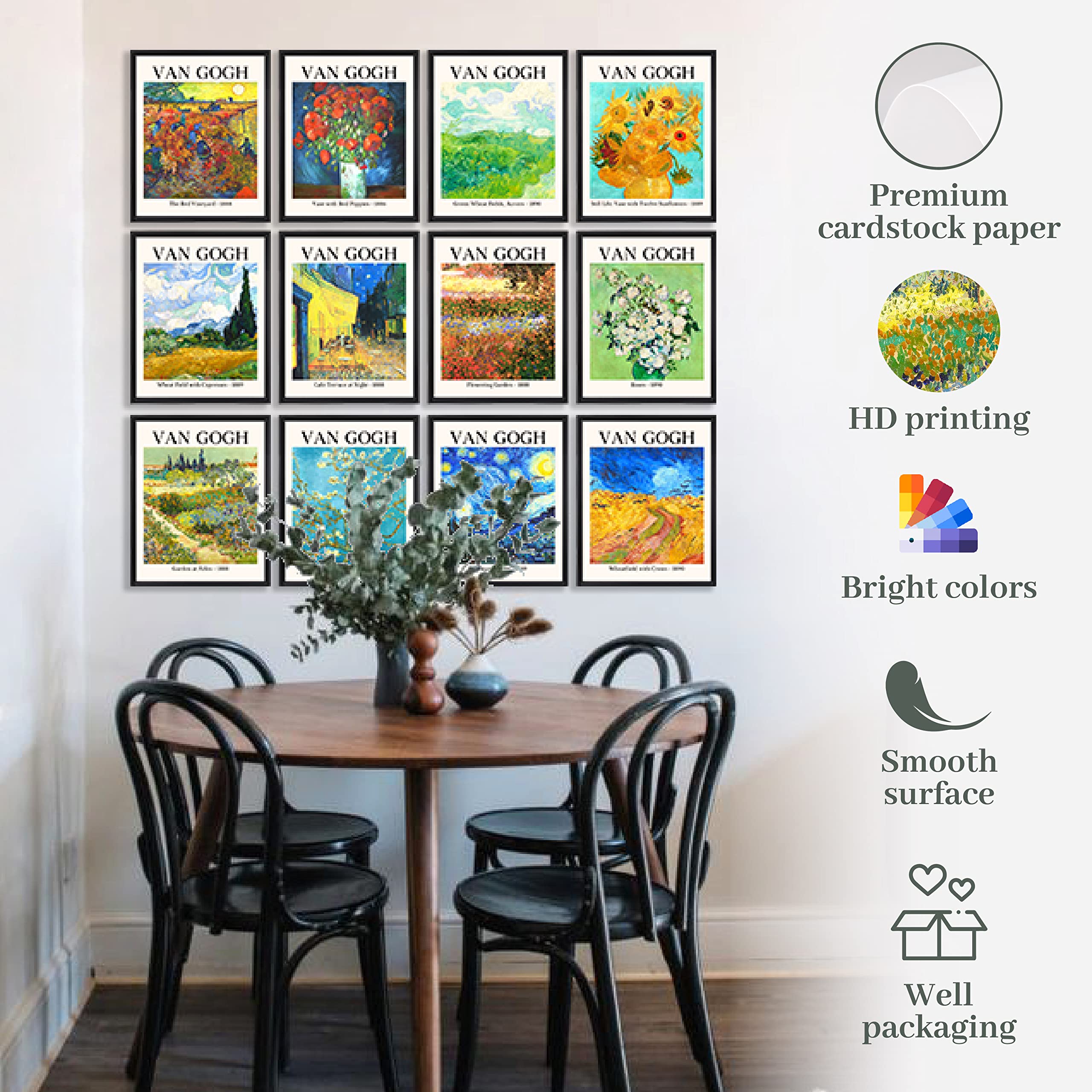 97 Decor Vincent Van Gogh Wall Art - Van Gogh Art Posters  Van Gogh Sunflowers Starry Night Prints  Famous Artist Paintings Impressionist Museum Gallery Exhibition for Bedroom Decor (8x10 UNFRAMED)