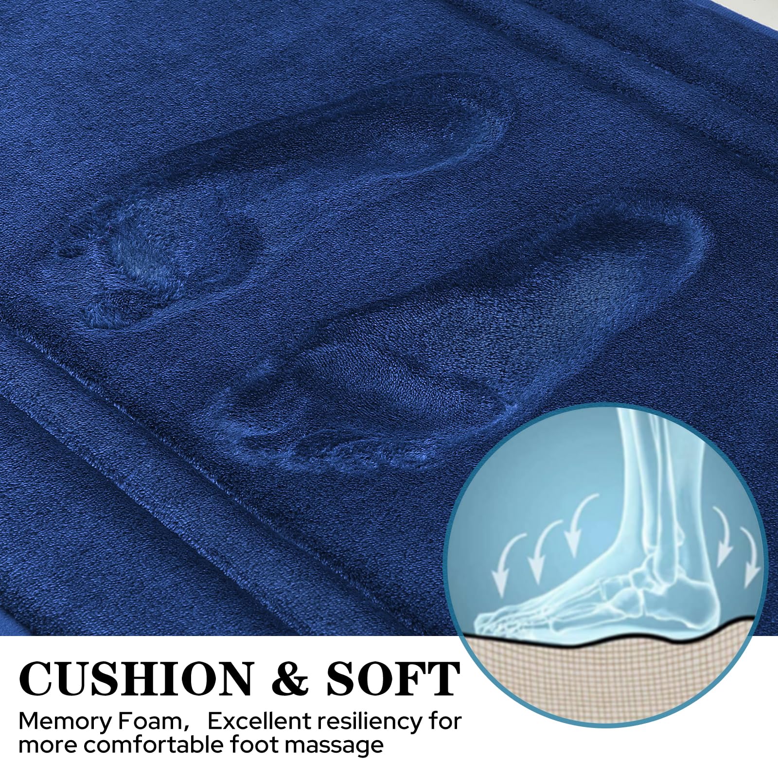 Bysure Navy Blue Memory Foam Bath Mat, Non Slip Extra Soft Absorbent Machine Washable, Bathroom Rugs Sets 3 Piece For Toilet Sho