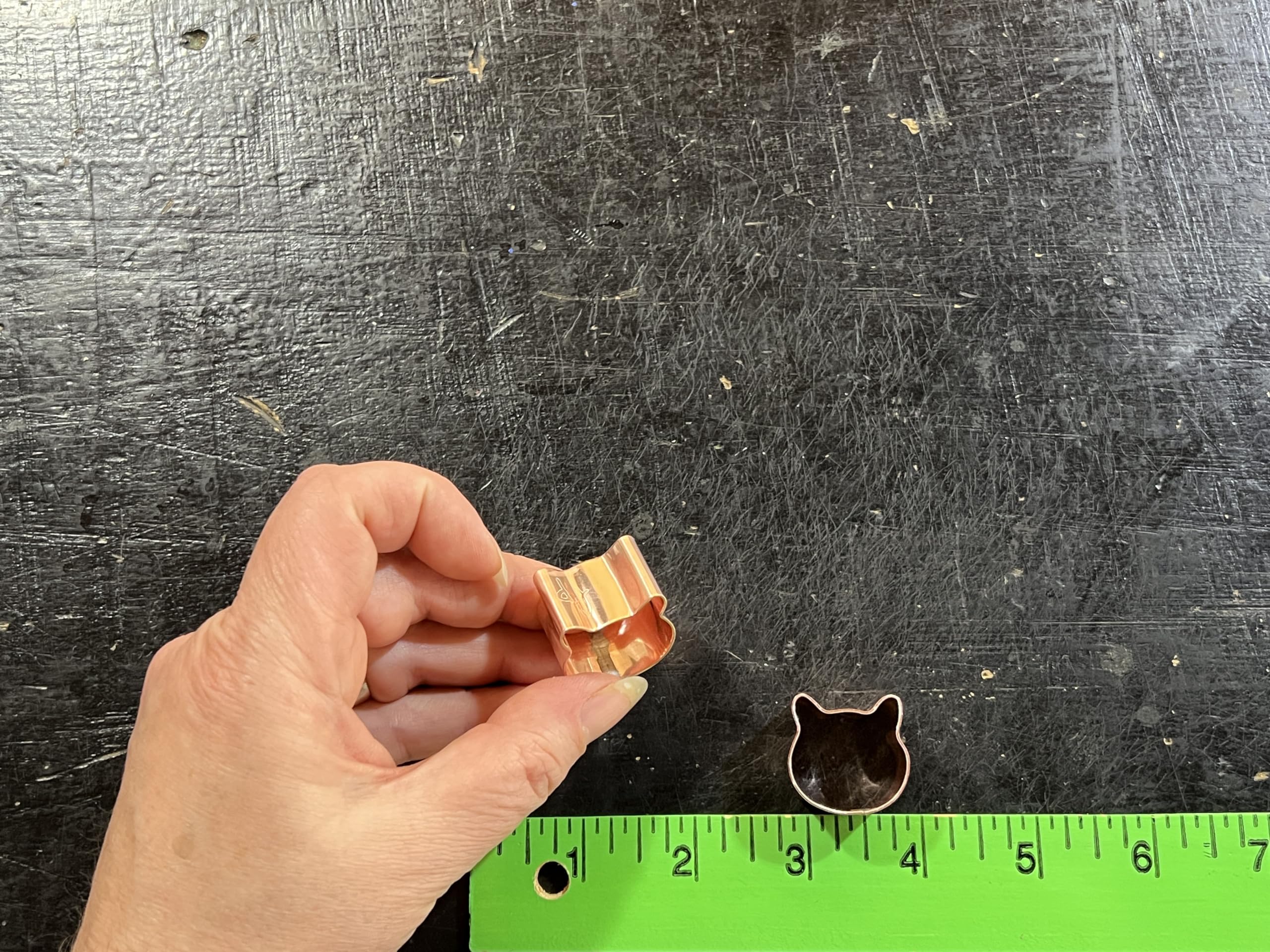 Tiny 1 Inch Cat Face Cookie Cutter Set Of 2 - Handcrafted Copper By The Fussy Pup
