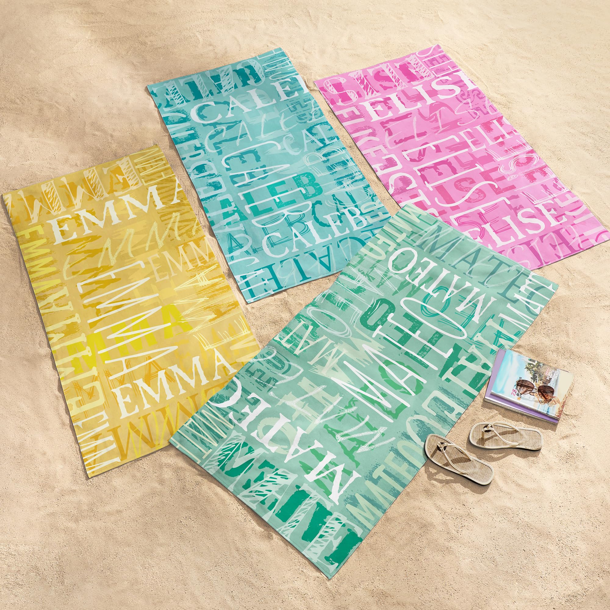 Let'S Make Memories Personalized Beach Towel - Custom Cotton/Poly Blend Pool Towel - Hot Pink - Personalize With Your Name - Sta