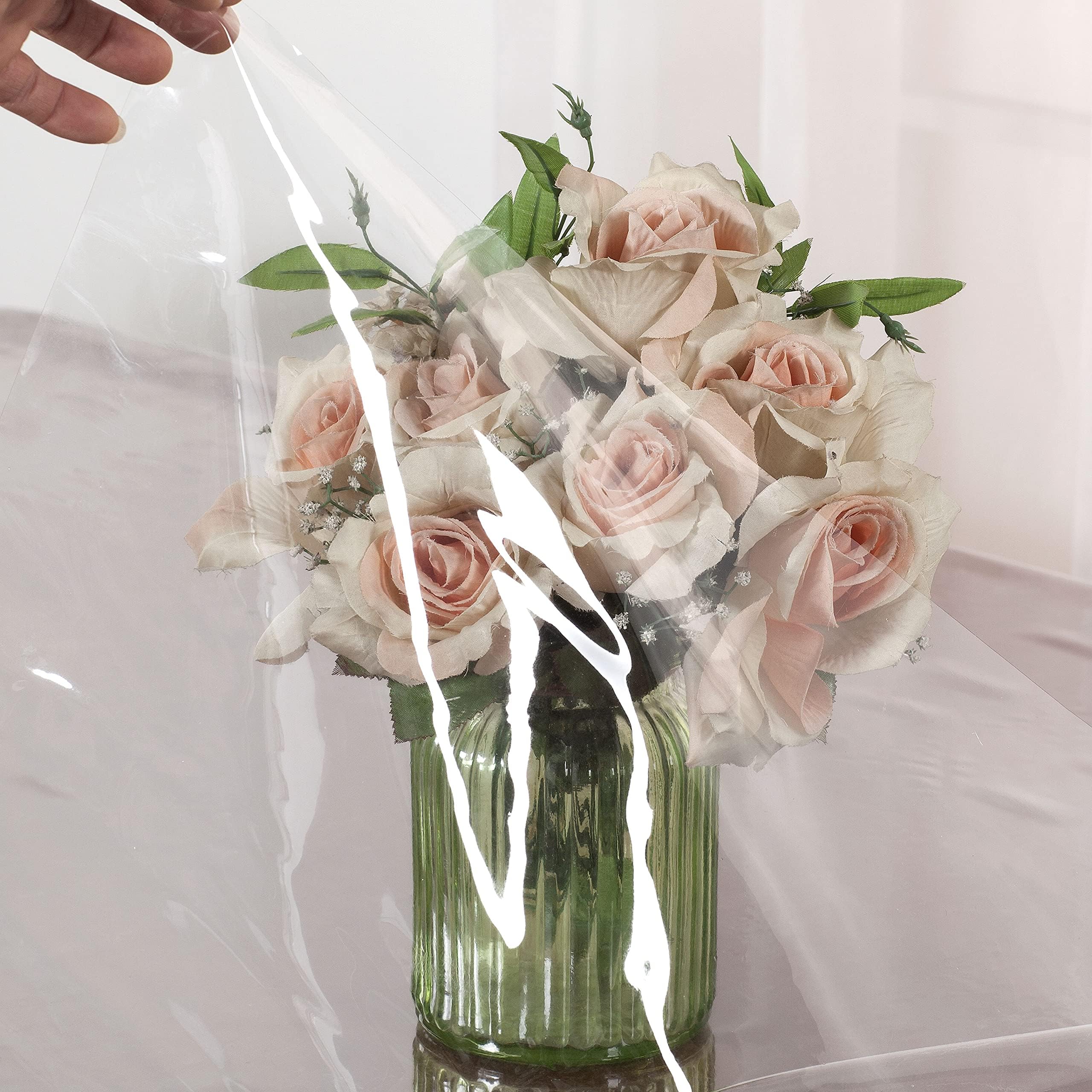 Diamondhome Clear_Transparent Tablecloth Heavy Duty Kitchen Table Top Cover Water Proof Hard Plastic Vinyl Spills Protector (60'