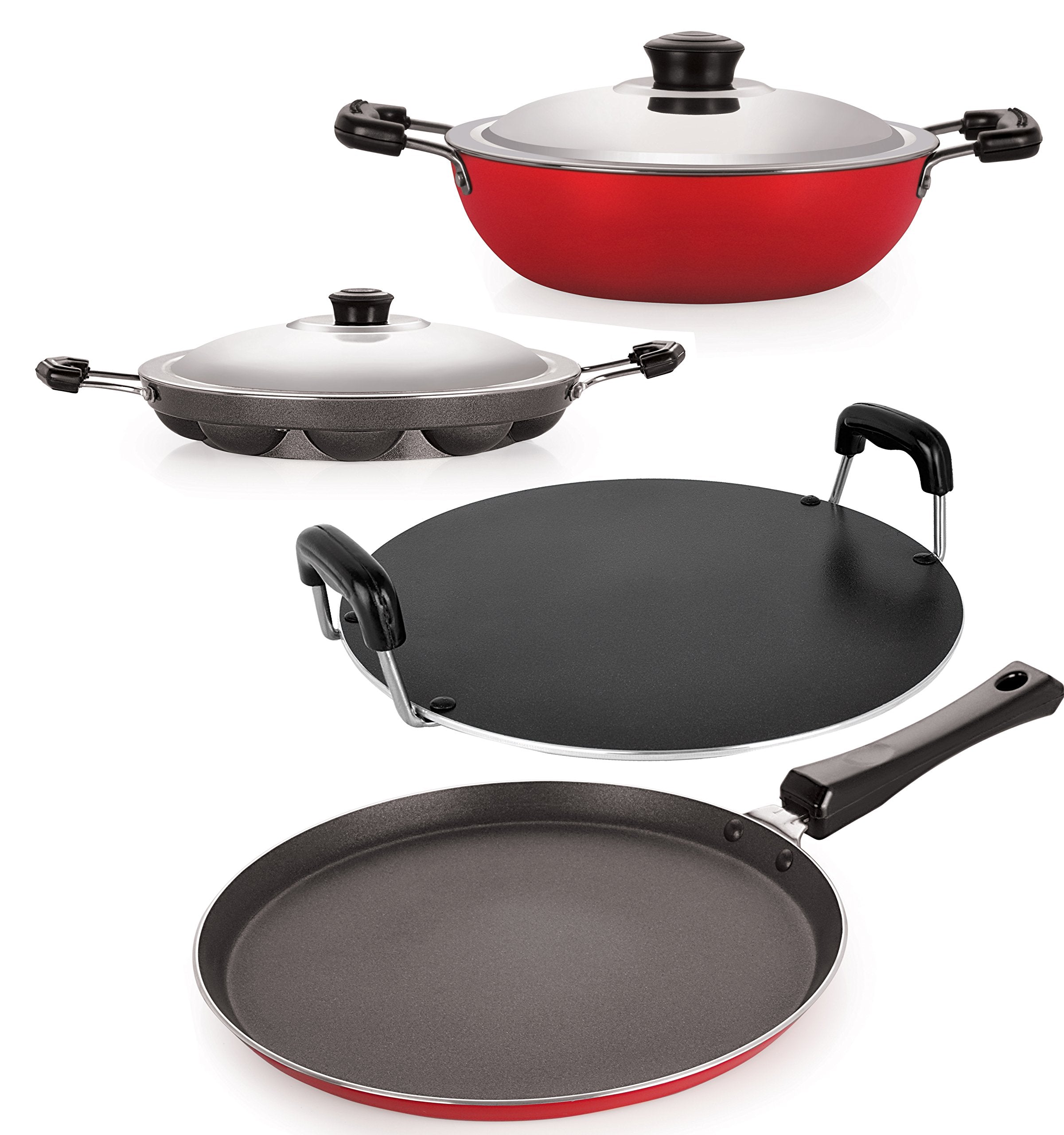 Nirlon NonStick Aluminum Kitchen Cookware Pots And Pans Set 4 Piece