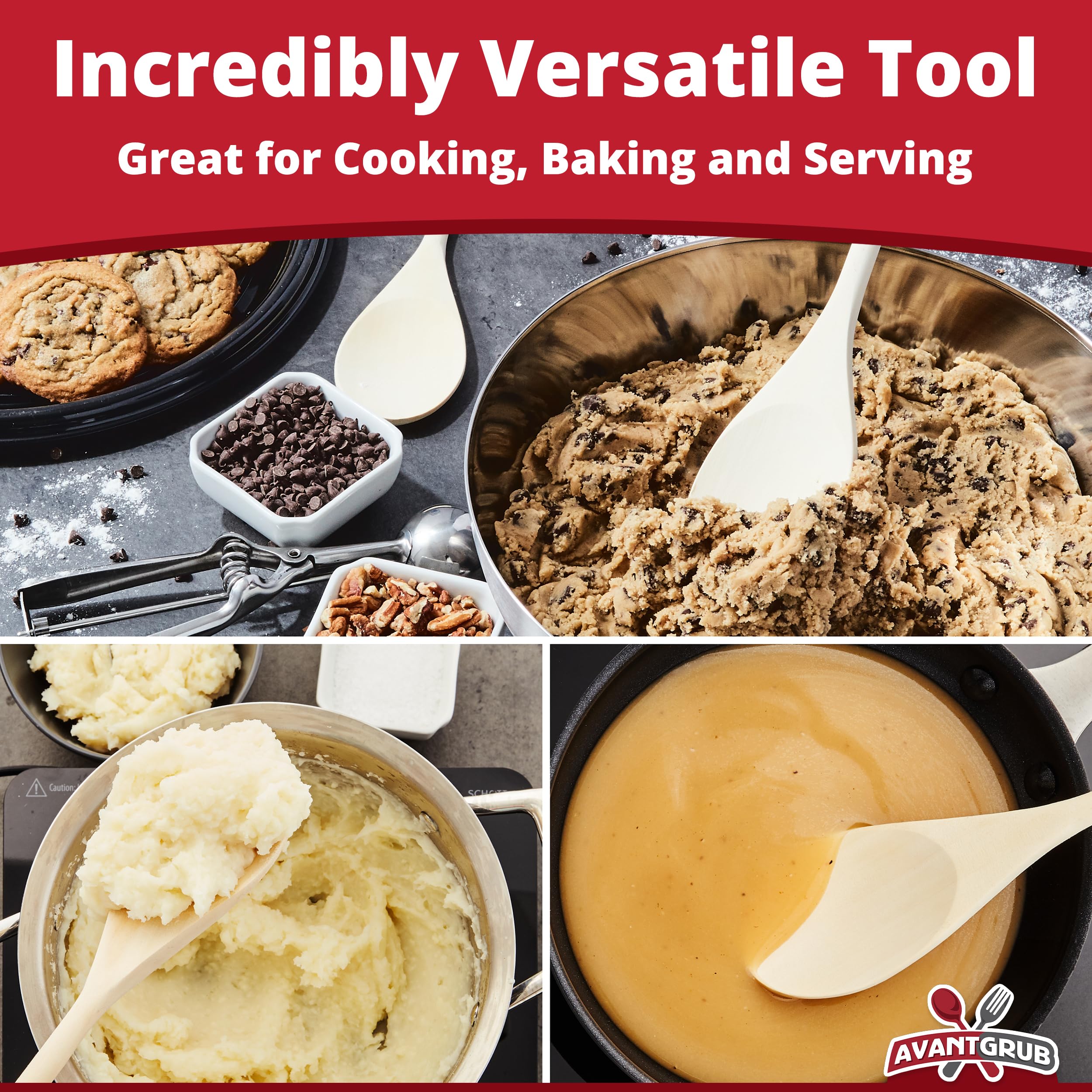 Pro Grade  Super Comfy Wooden Spoon  1 Pc Set. Heavy Duty  Wood Spoons with Long Handles for Cooking  Baking  Stirring and Mixing in Restaurants or at Home. Best Kitchen Utensils for Nonstick Cookware
