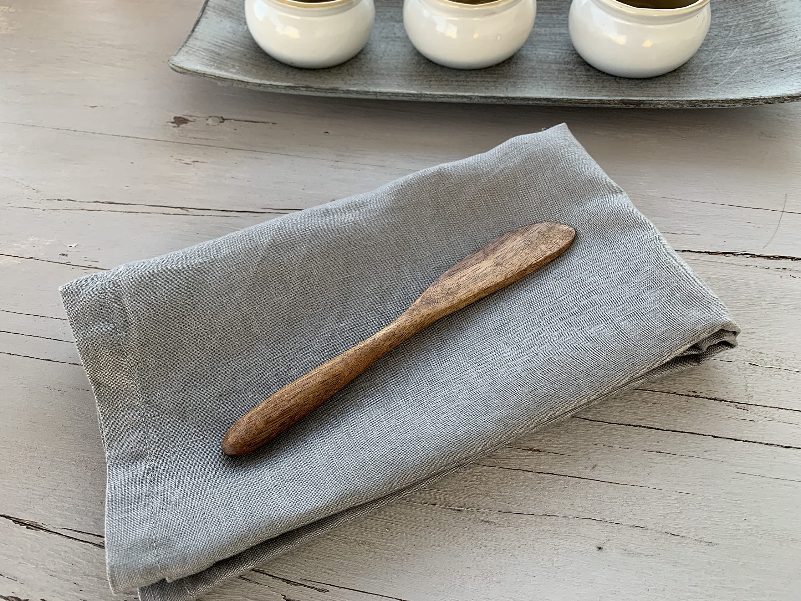 Linen Napkins -100% French Flax - Stonewashed Pure Linen Cloth Napkins - Size 18 Inch X 18 Inch - Set Of 4 (Mid Gray)