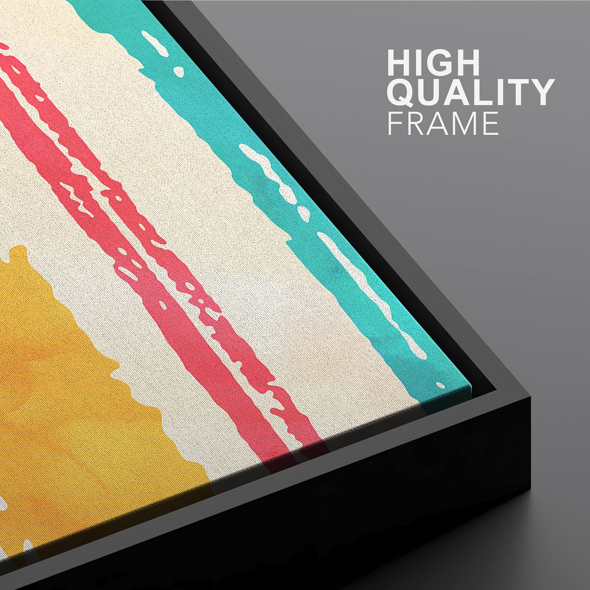 Ashbrook Framed Canvas Print Wall Art Blue, Red & Orange Paint Strokes Abstract Shapes Illustrations Modern Minimalist Zen Color