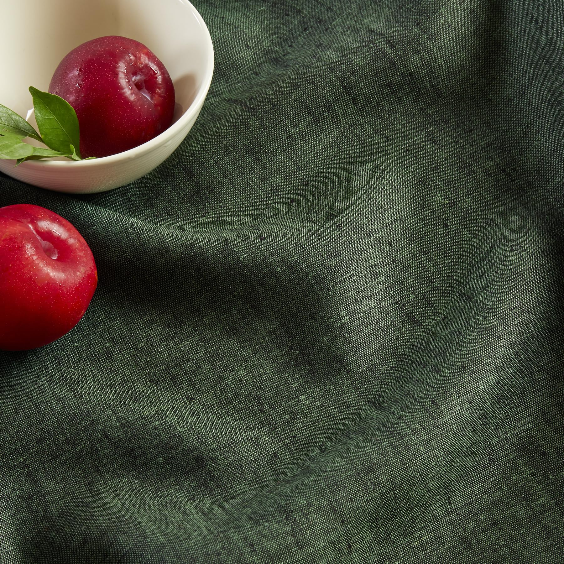 Solino Home Linen Tablecloth 52 X 52 Inch - Forest Green 100% Pure Linen Table Throw For St Patrick'S Day - Handcrafted And Mach