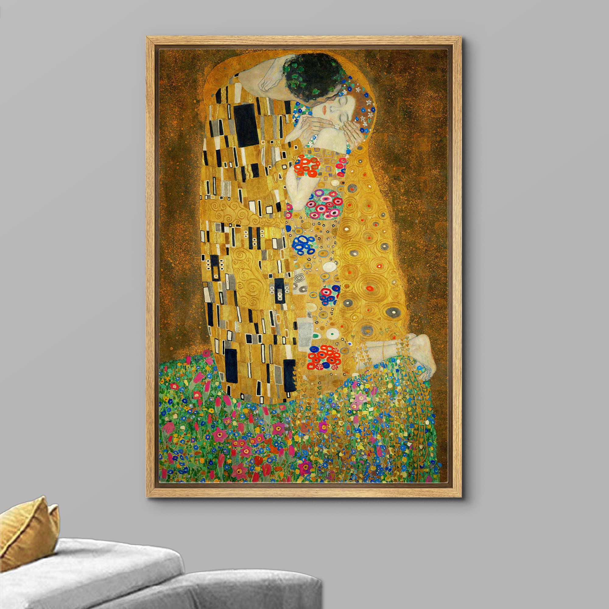 Wall26 Framed Canvas Print Wall Art The Kiss By Gustav Klimt People Historic Illustrations Fine Art Traditional Scenic Colorful